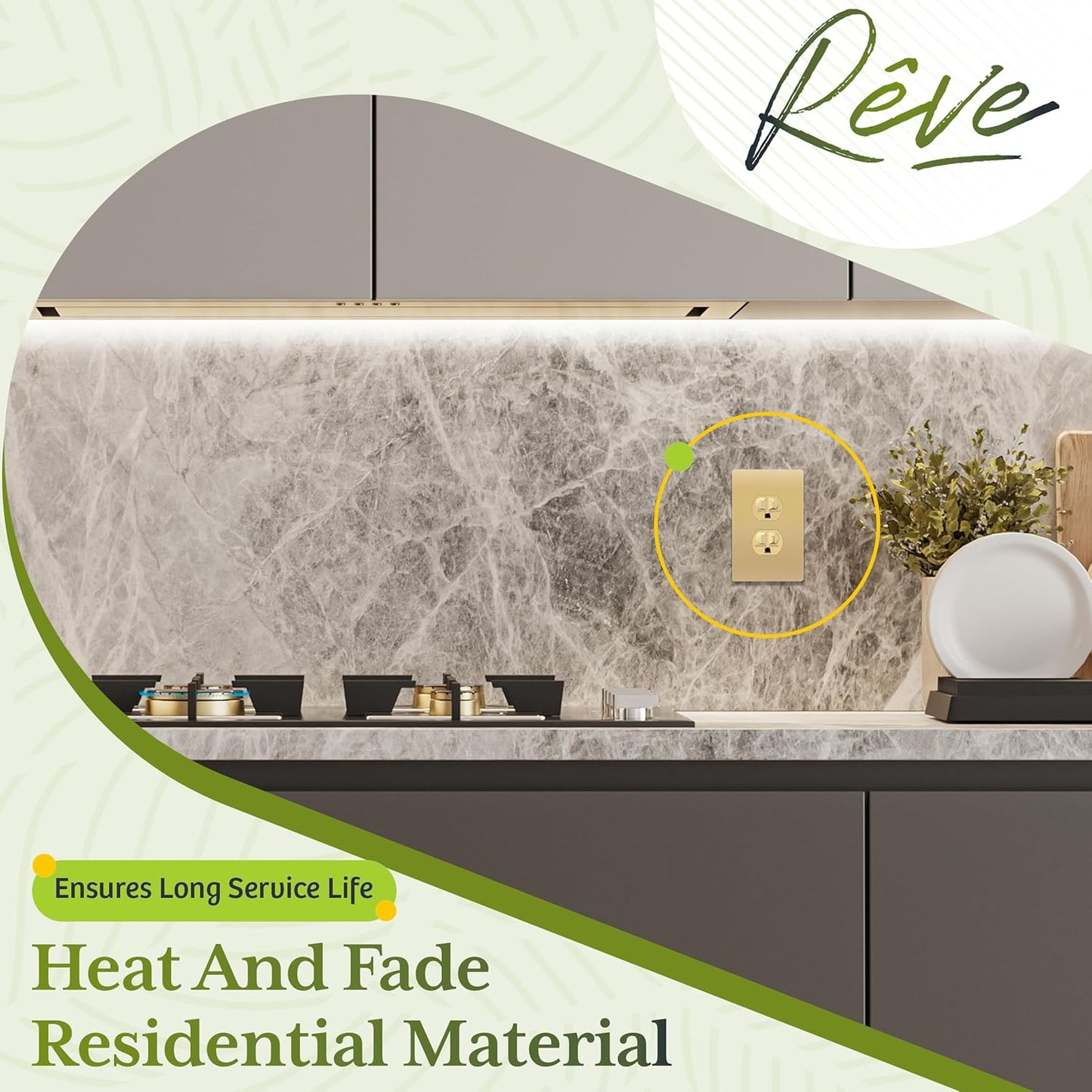 TG Mid-Size Screwless Duplex Wall Plate, Child Safe Receptacle Outlet Cover, Medium Size 1-Gang 4.88" H x 3.11" L, Polycarbonate Thermoplastic, UL Listed, SP-MS1-GD, Gold (1 Pack)