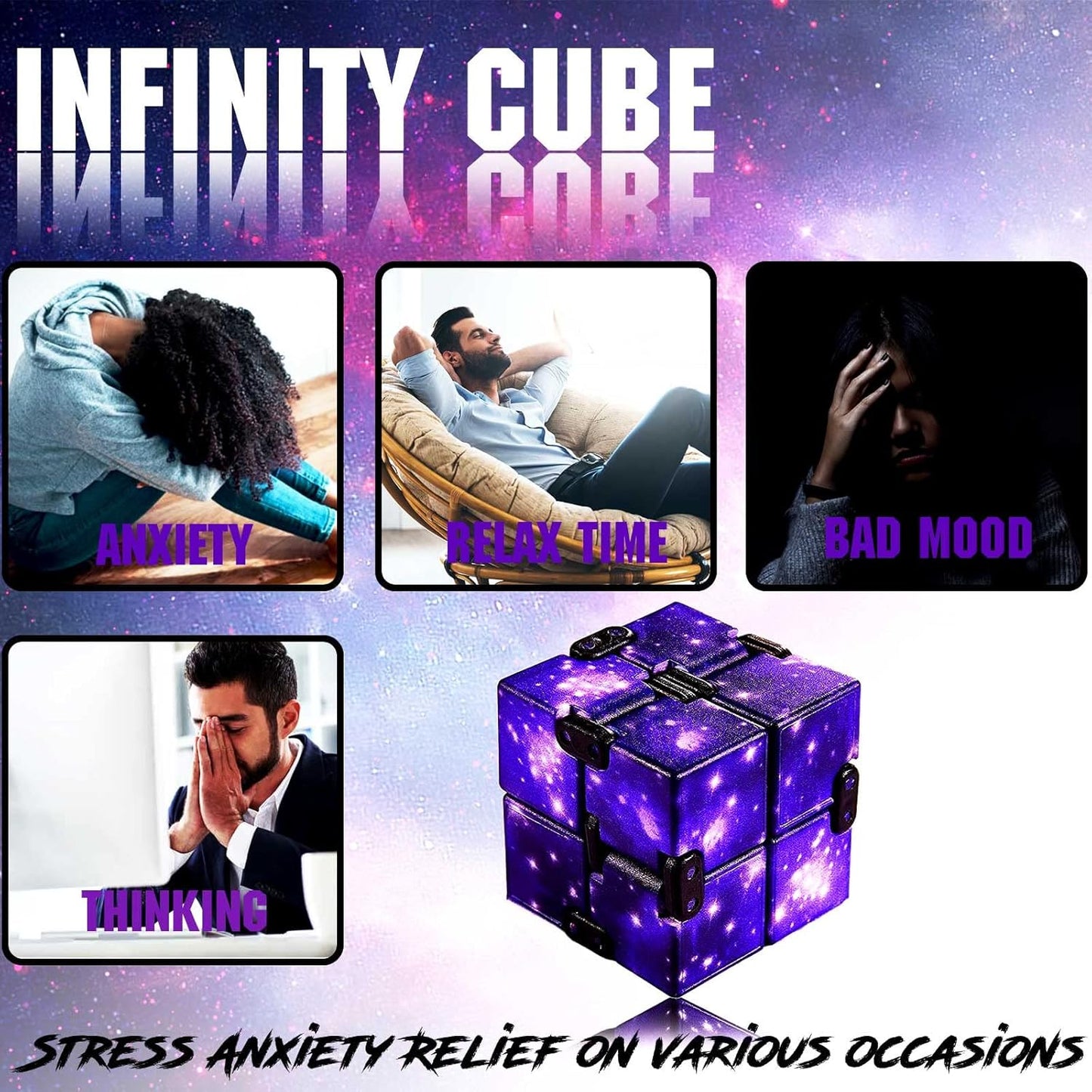4 Pack Infinity Cube Fidget Toy, Fidgeting Game for Adults, Cool Mini Gadget Best for Stress and Anxiety Relief and Kill Time for ADD/ADHD/OCD