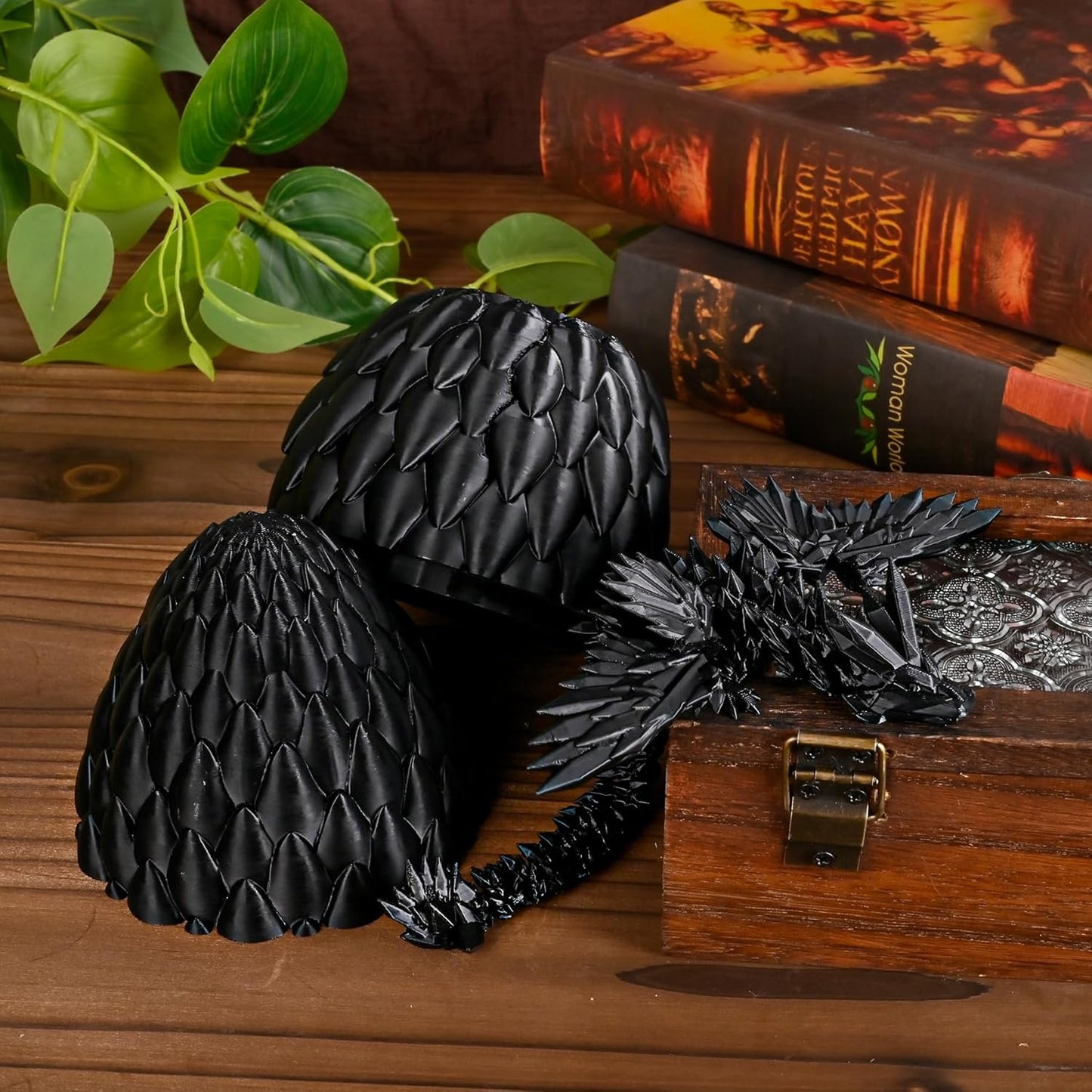 12inch Fly Dragon Egg, Year of The Dragon, 3D Printed Dragon, Executive Desk Toys, Articulated Dragon, Fidget Toys Gifts for Graduates Students Teachers Adults (Black)