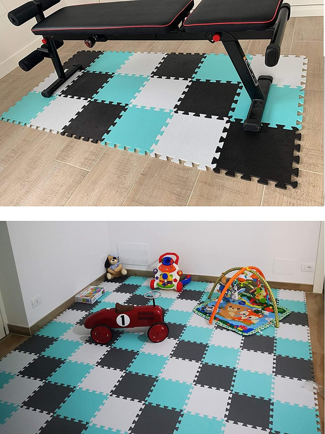 MQIAOHAM® 25 Pieces Puzzle Play Mats, Soft Baby Play Mat, Kids Interlocking Foam Floor Tiles, Toddlers Carpet Playmats