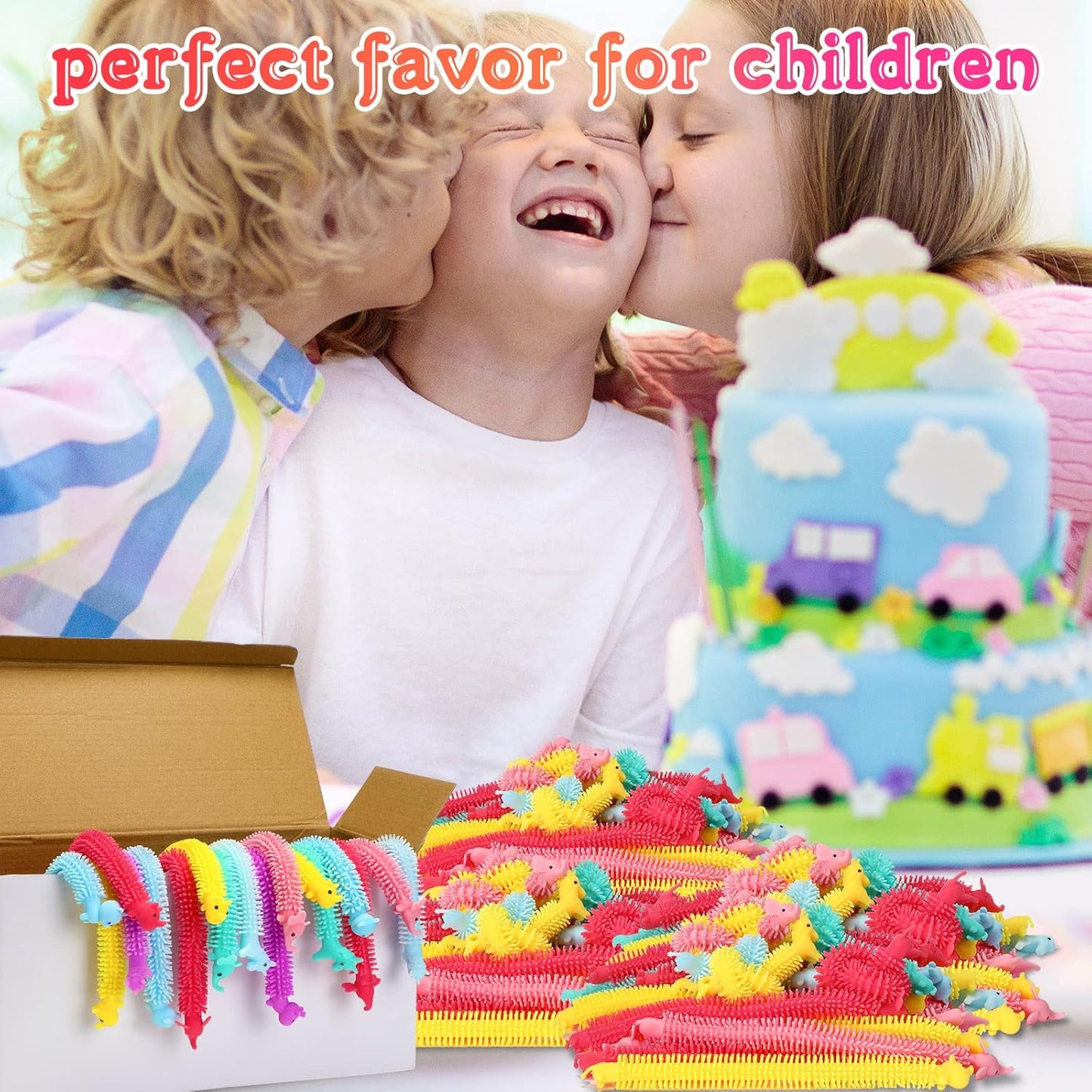 Chivao Bulk Stretchy String Fidget Toys Animal Sensory Toys Pack Worm Sensory Stress Fidget Toys for Adults Stress Anxiety Relieve Relaxing Party Favors(100 Pack, Animal Style)