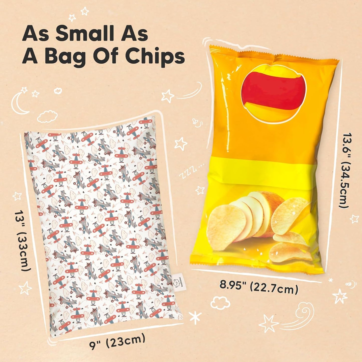 Mini Toddler Pillow with Pillowcase - 9x13 My Little Dreamy Travel Kids Pillow for Sleeping, Toddler Bed, Small, Tiny, Organic Cotton Pillowcase, Soft & Breathable, Kids 2-4 Years Old (Aircraft)