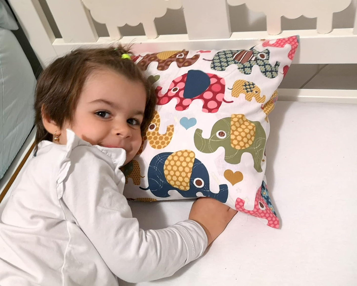 Toddler Pillowcase 13 x 18 Cotton - Elephant Pillow Cases, Travel Pillow Case Cover for Kids, Toddler Bedding Elephant Cases (Beige)