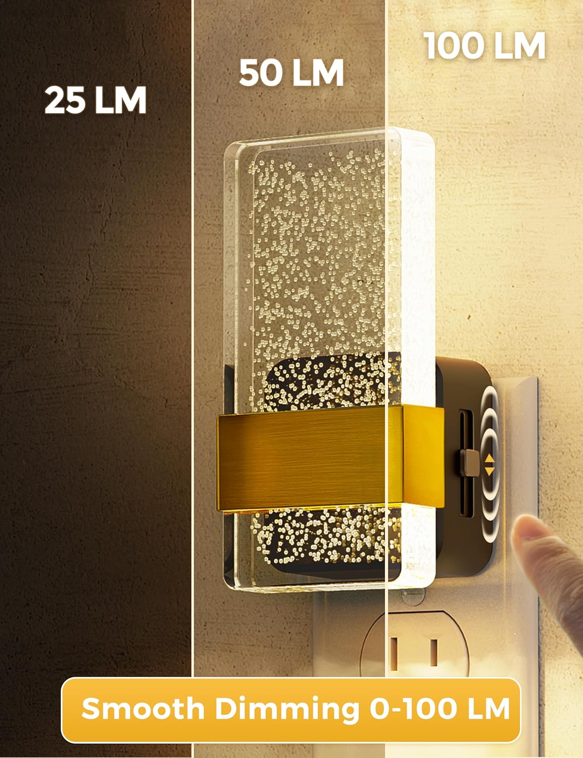 L LOHAS LED Night Light, Bathroom Night Lights Plug Into Wall with Dusk-to-Dawn Sensor, 0-100LM Dimmable Nightlight, Wall Sconce-Style Design Nightlights for Hallway,Stairway,Gift, 1 Pack