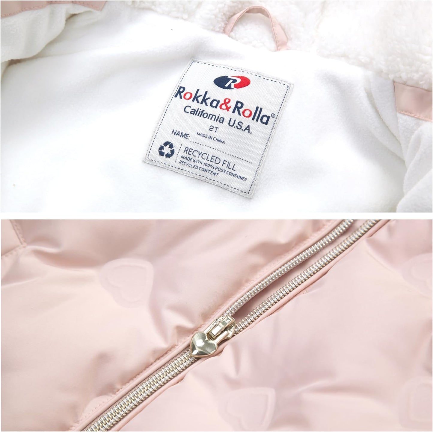 Rokka&Rolla Baby Toddler Girls' Water-Resistant Sherpa Fleece Lined Puffer Jacket Winter Coat