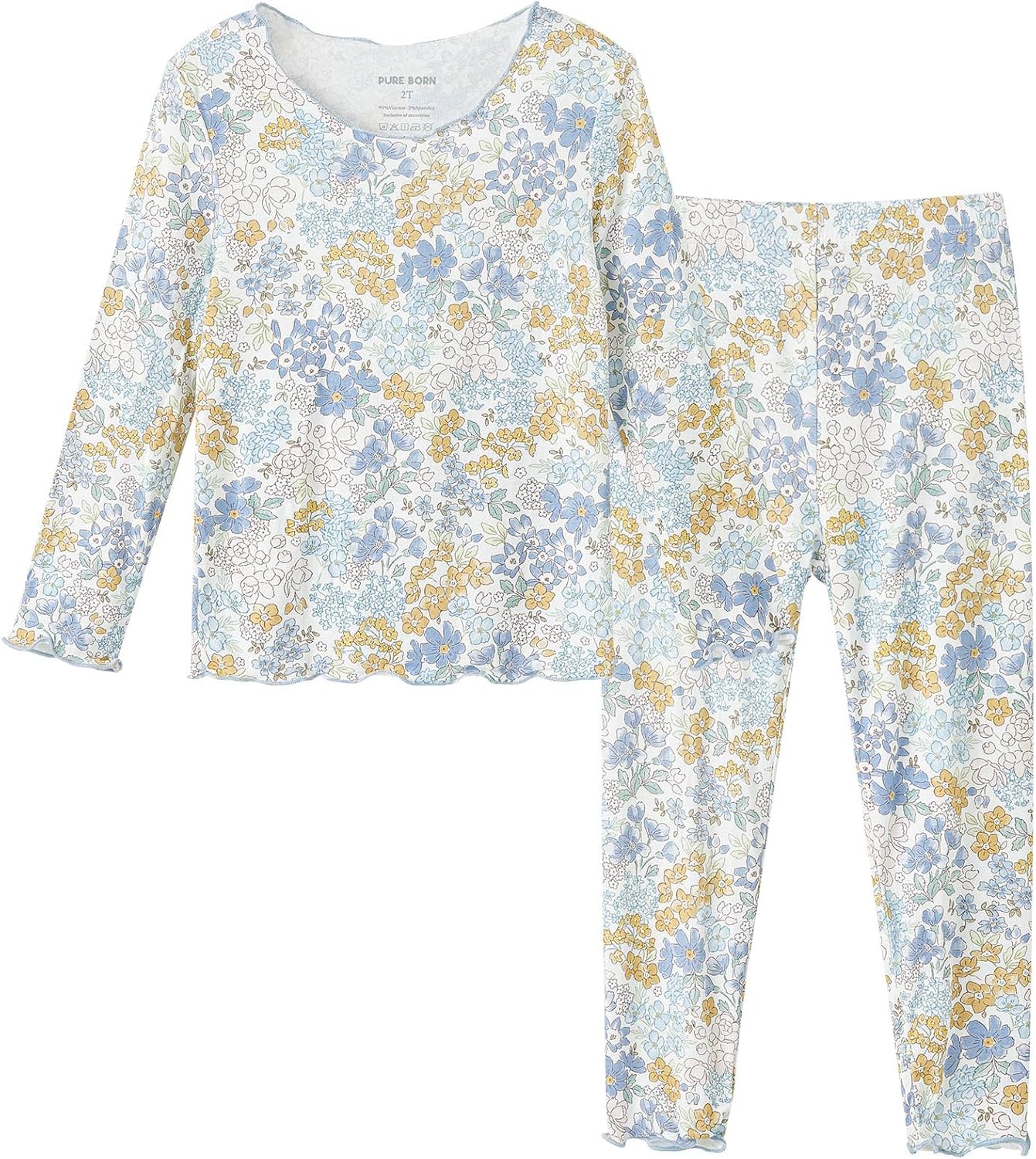 pureborn Baby Toddler Kids Viscose from Bamboo Pajamas Set Pjs 2pcs 18M-8Y
