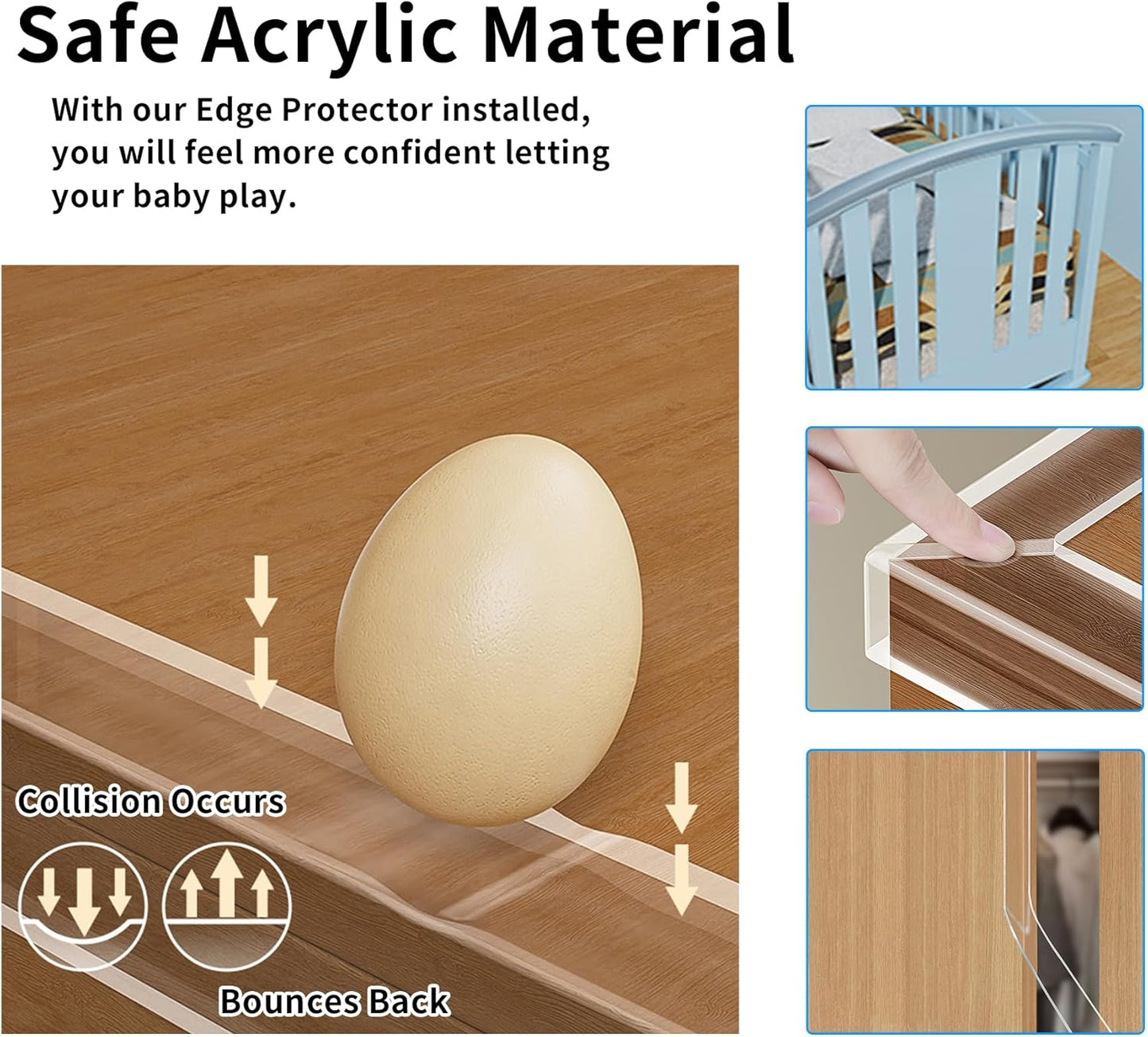 Clear Edge Protector Strip Sharp Edge Wrap Cover Tape,1.18 in x 13.12 FT,Self Adhesive Protective Bumper Guards for Cabinet Door Desk Glass Table Bed Furniture,Kitchen Countertop,Waterproof