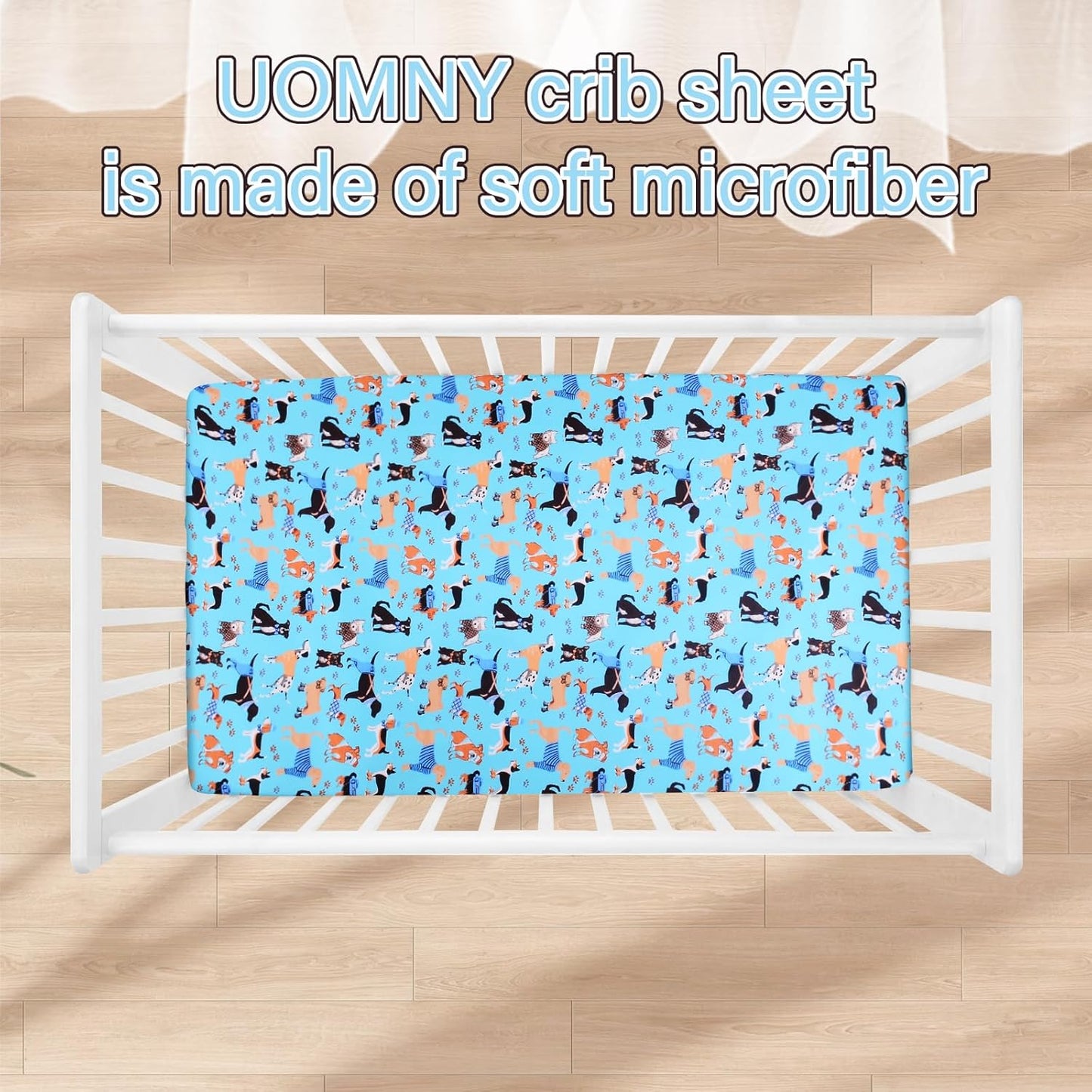 Crib Sheet - Fitted Crib Sheet Baby Sheet for Standard Crib and Toddler mattresses Nursery Bedding Sheet Crib Mattress Sheets for Boys and Girls 1 Pack Dog Toddler Sheet by UOMNY