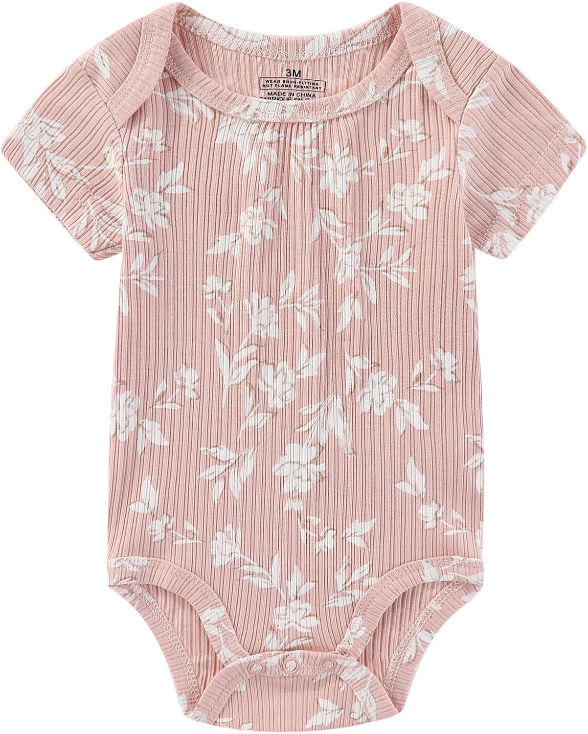 Baby Bodysuit 6 Pack Soft Mixed Ribbed Short Sleeve Romper Infant Boy Girl Clothes Set