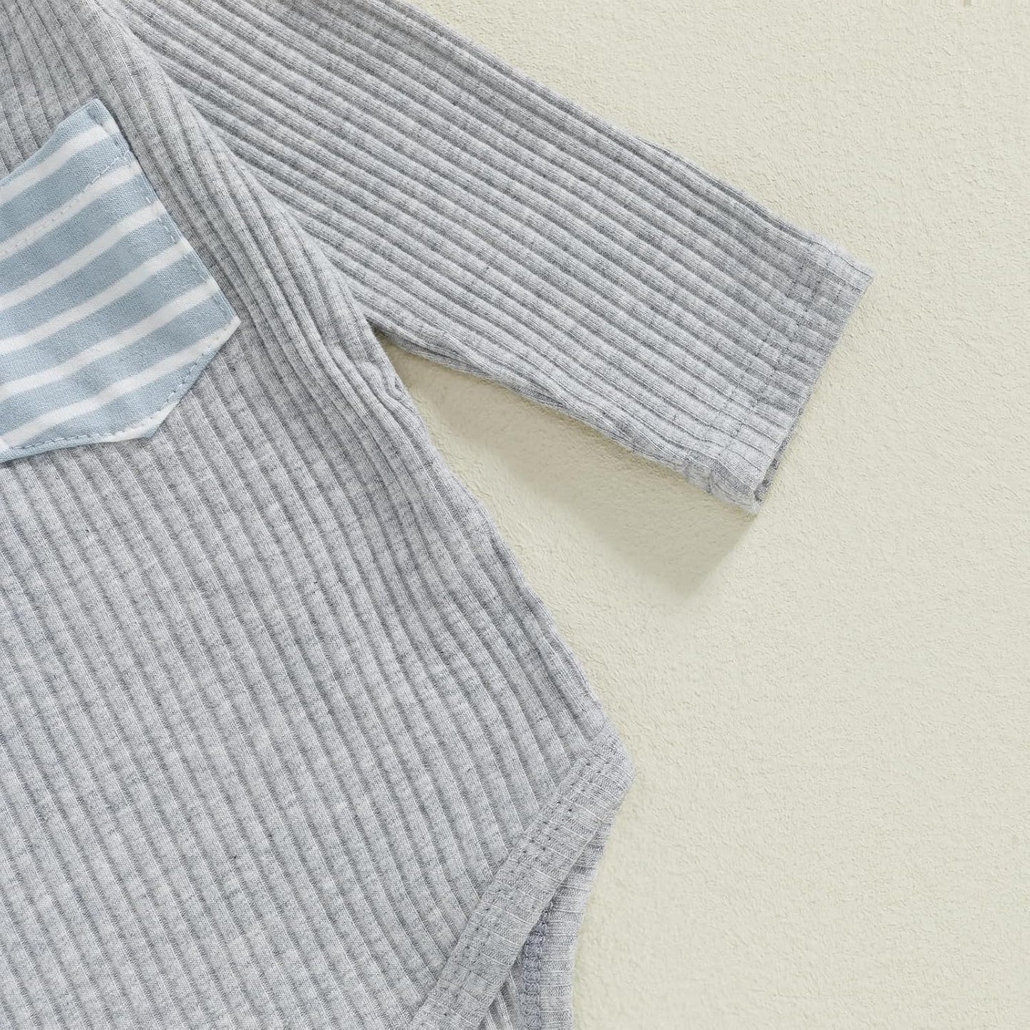 fhutpw Baby Boy Clothes 3 6 12 18 Months Ribbed Knitted Long Sleeve Romper and Pants Sets Newborn Fall Splicing Color Outfits