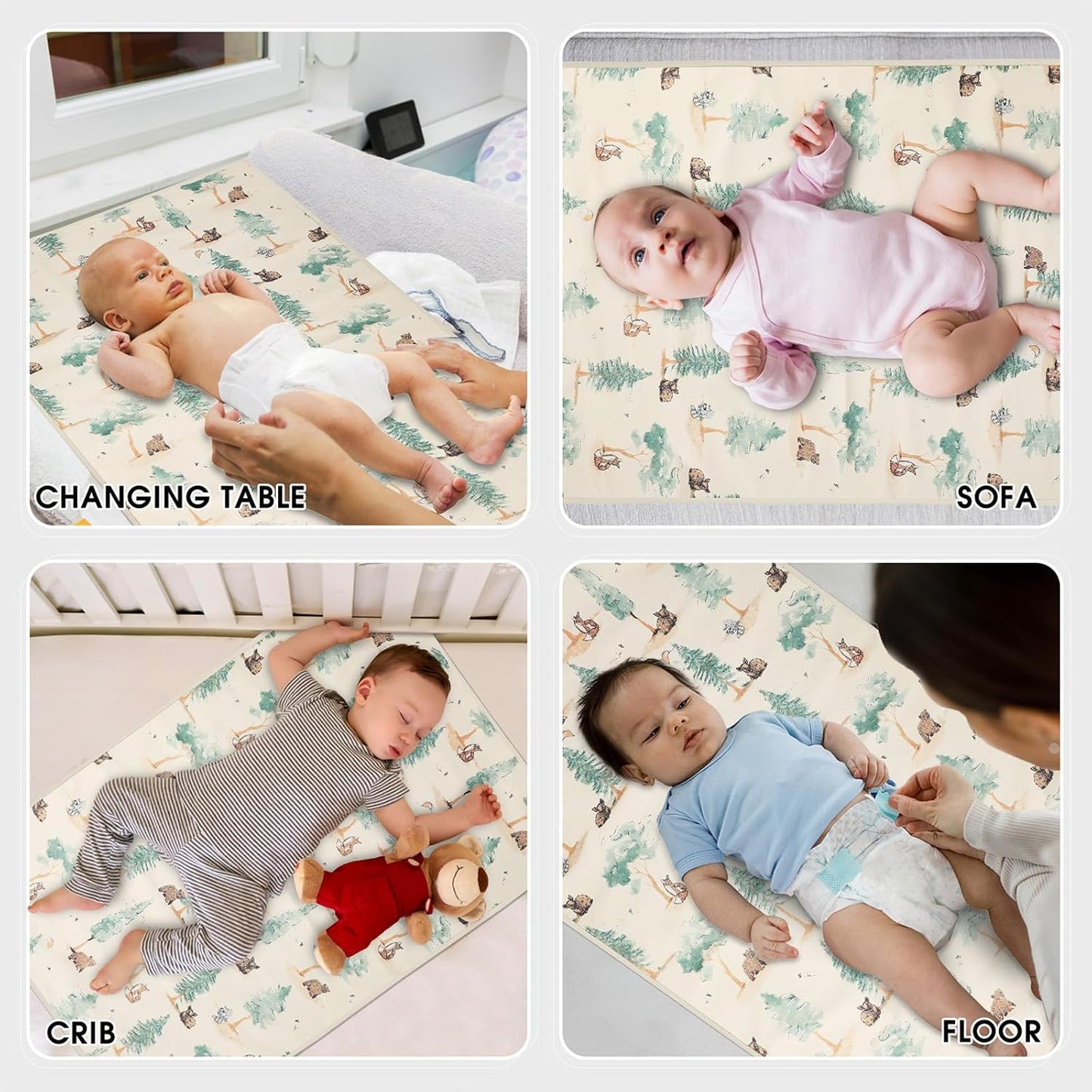 Vegan Leather Baby Changing Mat - Wipeable Portable Changing Pad, Foldable Travel Changing Mat for Baby, Newborns Toddlers Shower Gifts (Forest,20"*28")