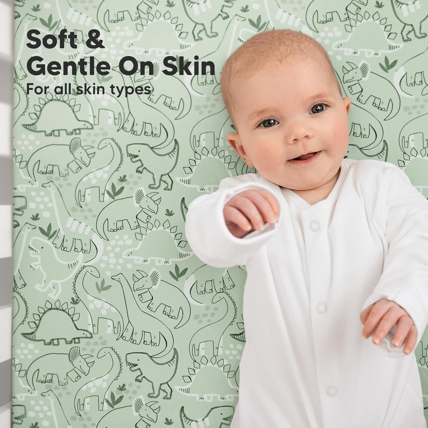 KeaBabies 2-Pack Organic Crib Sheets for Boys, Girls - 52x28 Fitted Crib Mattress Sheet Neutral, Breathable Jersey Cotton Cover for Baby Bed, Toddler Mattress, Soft & Cute Prints (DinoDood)