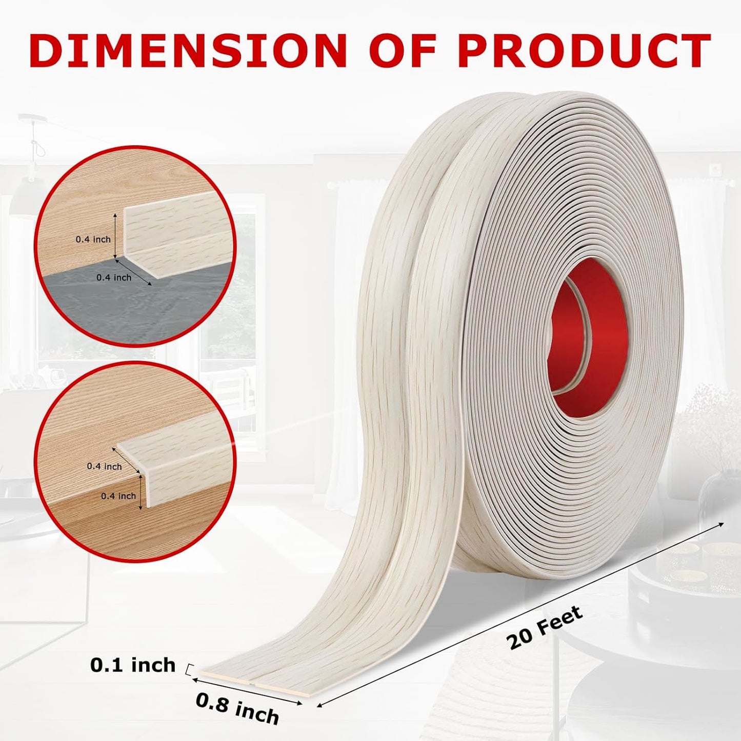 Flexible Wall Corner Protector Moulding Trim Peel and Stick Wall Corner Guards Edge Protector Self Adhesive Molding Trim Strip for Edge Ceiling (Beige Wood Grain, 0.8 in x 20 Ft)