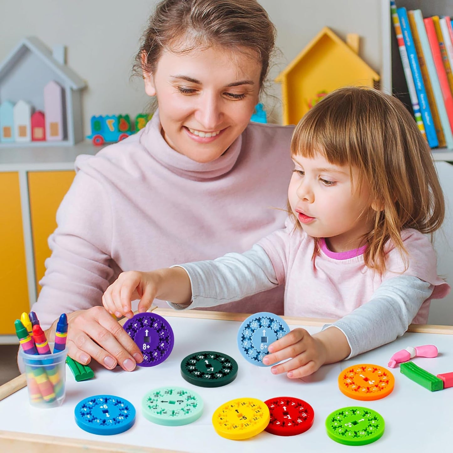 9Pcs Math Fidget Spinners Addition Subtraction Flying Fidget Spinner Round Number Finger Spin Game Toys Children Educational Math Fact Games for Stimmers Fidgeters Learning Add or Subtract