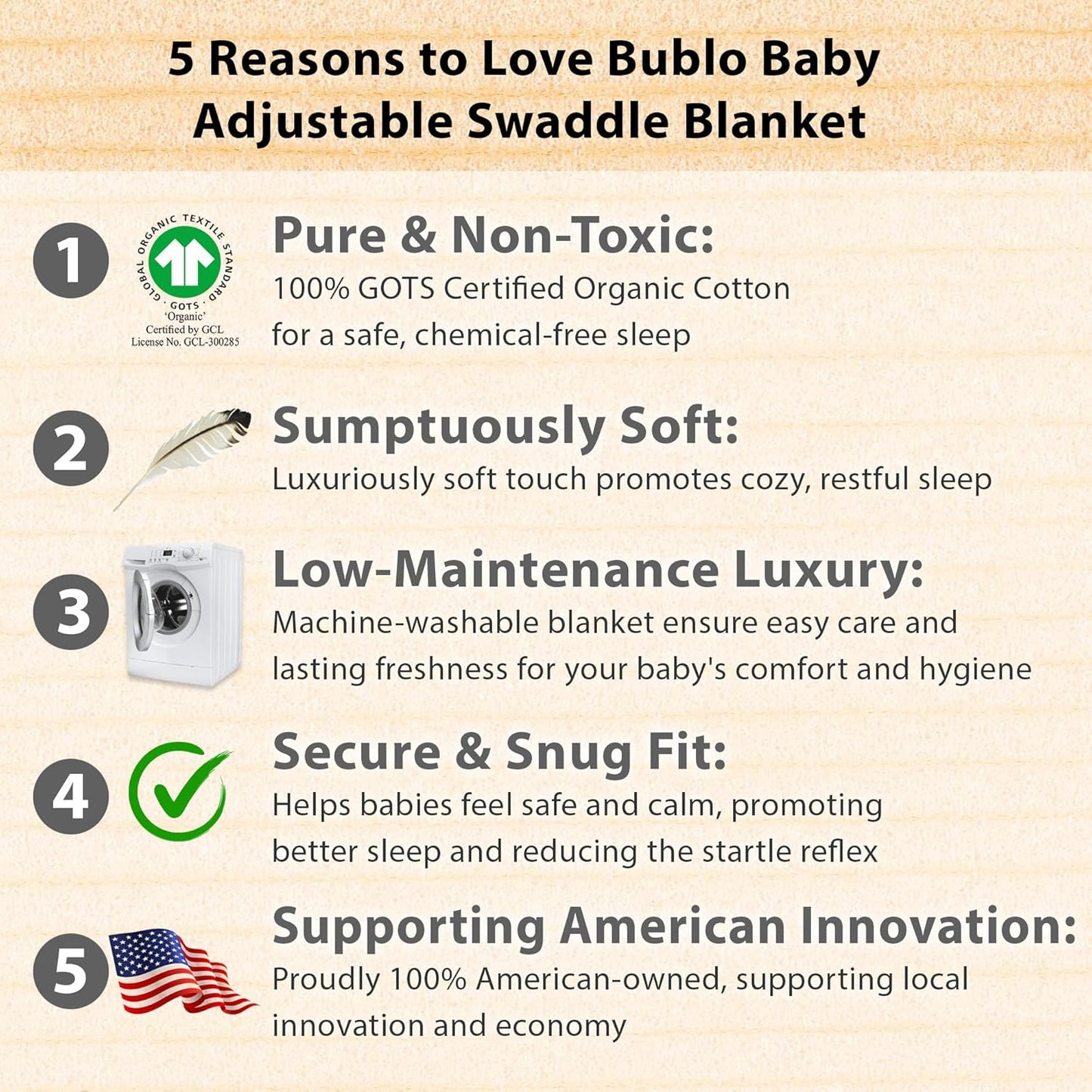 Bublo Baby Swaddles for Newborns – 4-Pack Infant Swaddles 0-3 Months – Adjustable Swaddle Sleep Sack with Zipper – Soft Organic Cotton Baby Wrap for Safe & Cozy Sleep