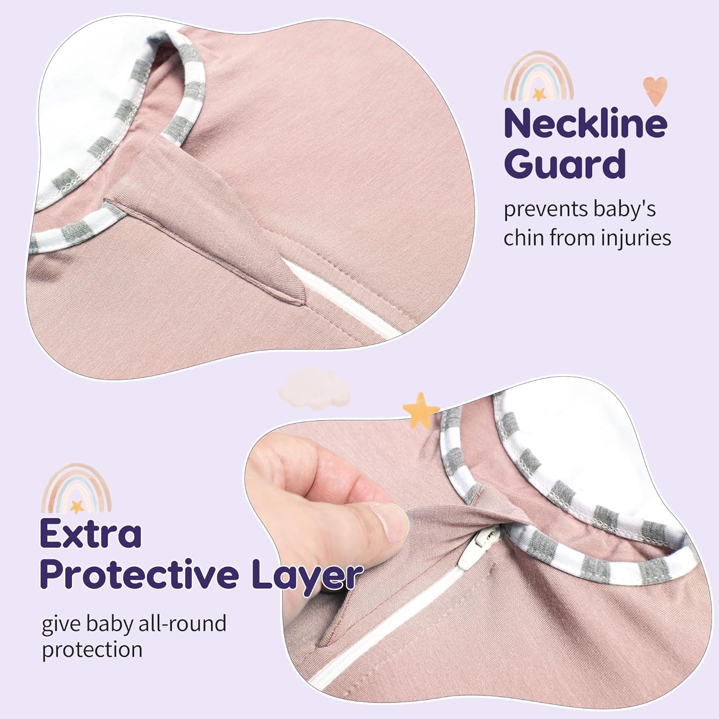 PuppyPaws Baby Sleep Sack 2-Pack Set, Transitional Swaddle, Sleep Sack 3-6 Months, Wearable Blanket Baby with 2-Way Zipper Summer, 95% Rayon derived from Bamboo, 5% Spandex