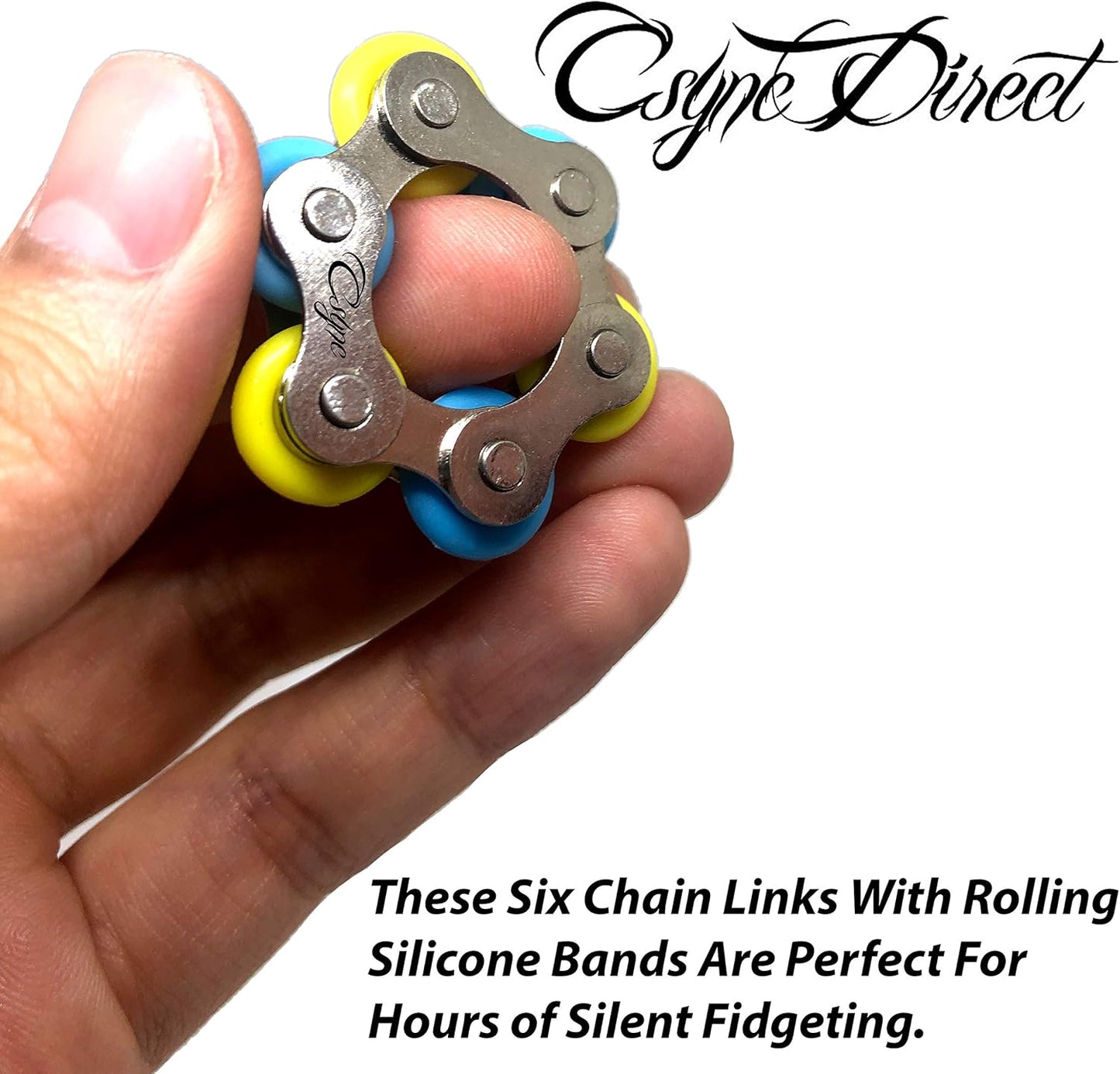 Fidget Roller Chain finger exerciser - Stress Relief Perfect for ADHD, ADD, Anxiety in Office, Studying or work Stocking Stuffers Gifts (3 Piece) (Blue)