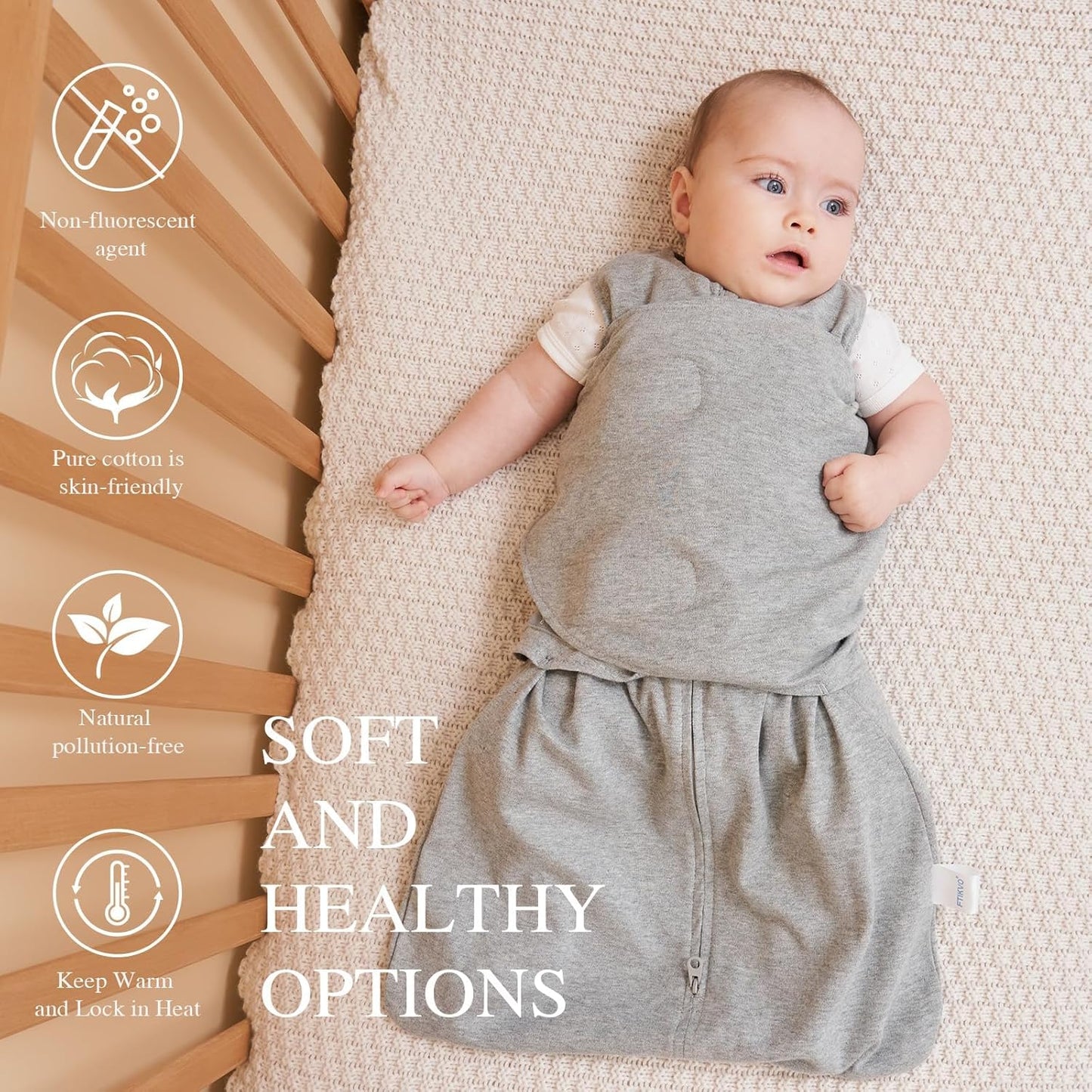 Swaddle-Blanket Baby Girl & Boy Swaddles Newborn Infant Transition 100% Cotton Wrap Blankets, 3-Way Adjustable Wearable Blanket, TOG 1.0 (Little Monster, 3-6 Month)