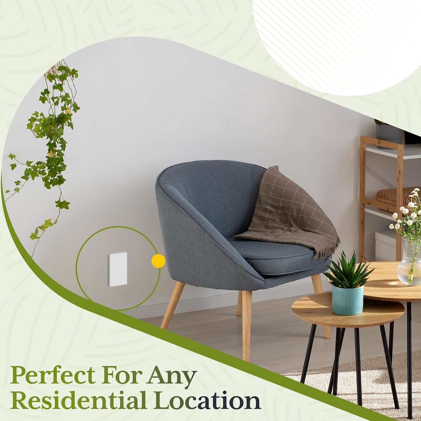 TG Mid-Size Screwless Blank Wall Plate, Child Safe Blank Device Outlet Cover, Medium Size 1-Gang 4.88" H x 3.11" L, Polycarbonate Thermoplastic, UL Listed, SP-MB1-W, White (1 Pack)