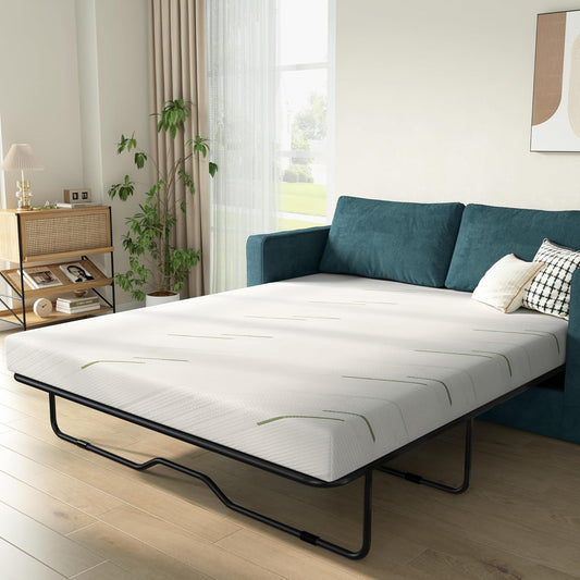 4 Inch Gel Memory Foam Sofa Mattress Cushion Full Size - Ultra Soft Removable Cover, Non-Slip Bottom, Supportive Seat Pad for Living Room, Bed, Dorm