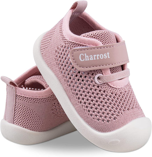 Baby First-Walking Shoes 1-4 Years Kid Shoes Trainers Toddler Infant Boys Girls Soft Sole Non Slip Cotton Canvas Mesh Breathable Lightweight TPR Material Slip-on Sneakers Outdoor