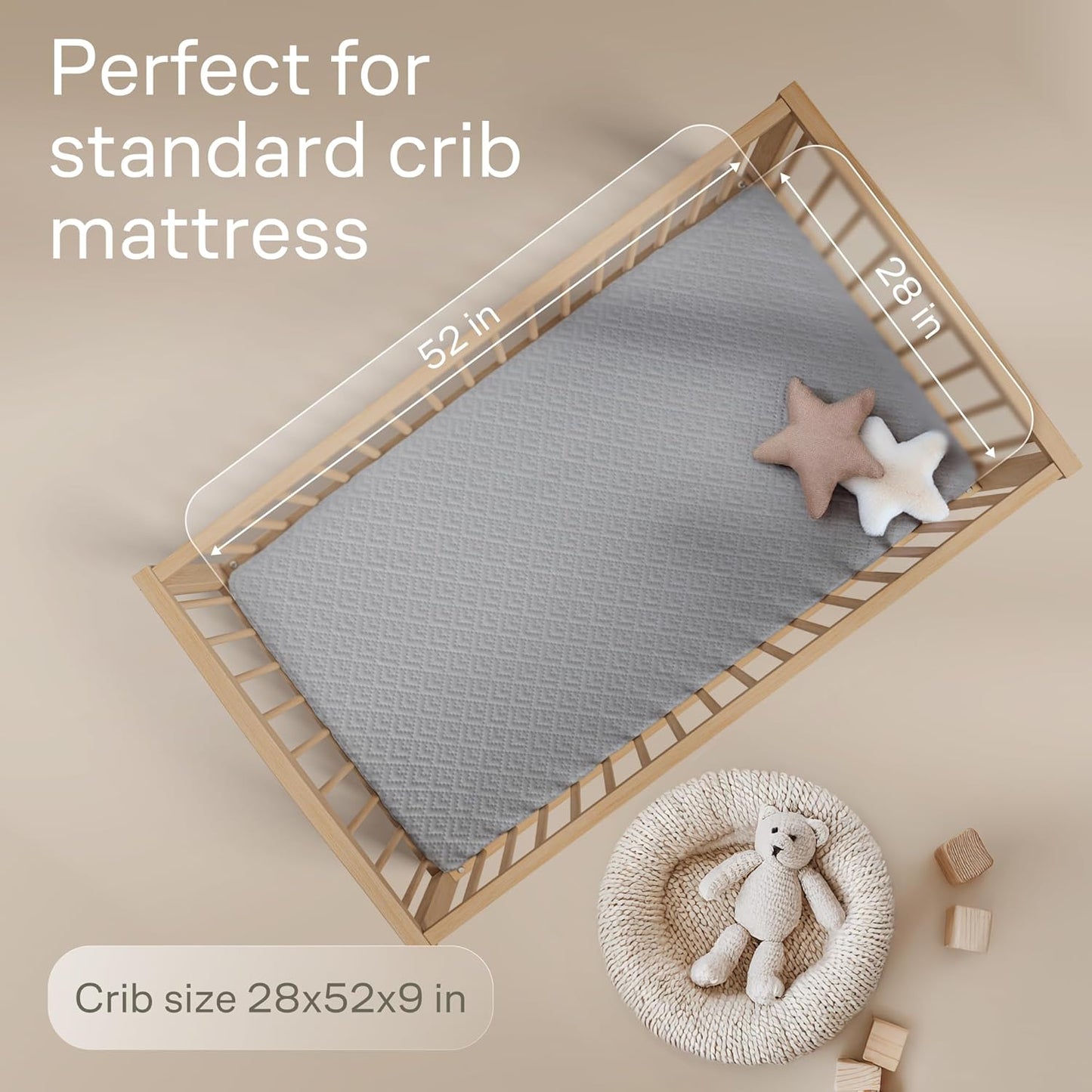 Niagara Crib 2 Pack 100% Waterproof Mattress Protector, Soft Breathable Crib Mattress Protector with Deep Pocket, Mattress Pad for Toddler and Baby (52x28, White, Gray) - Viscose Made from Bamboo