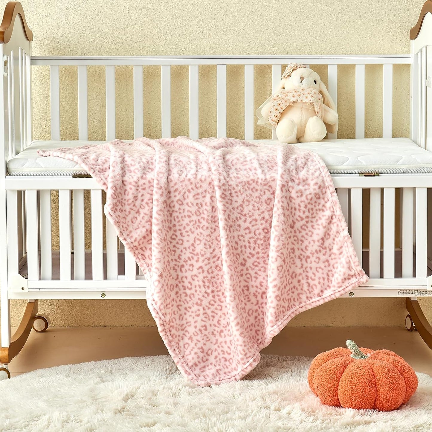 Yurhap Leopard Print Baby Blanket Fleece Baby Blankets for Girls, Ultra Soft Cozy Fluffy Infant Toddler Newborn Receiving Blankets for Crib Stroller, 30"x40", Light Pink