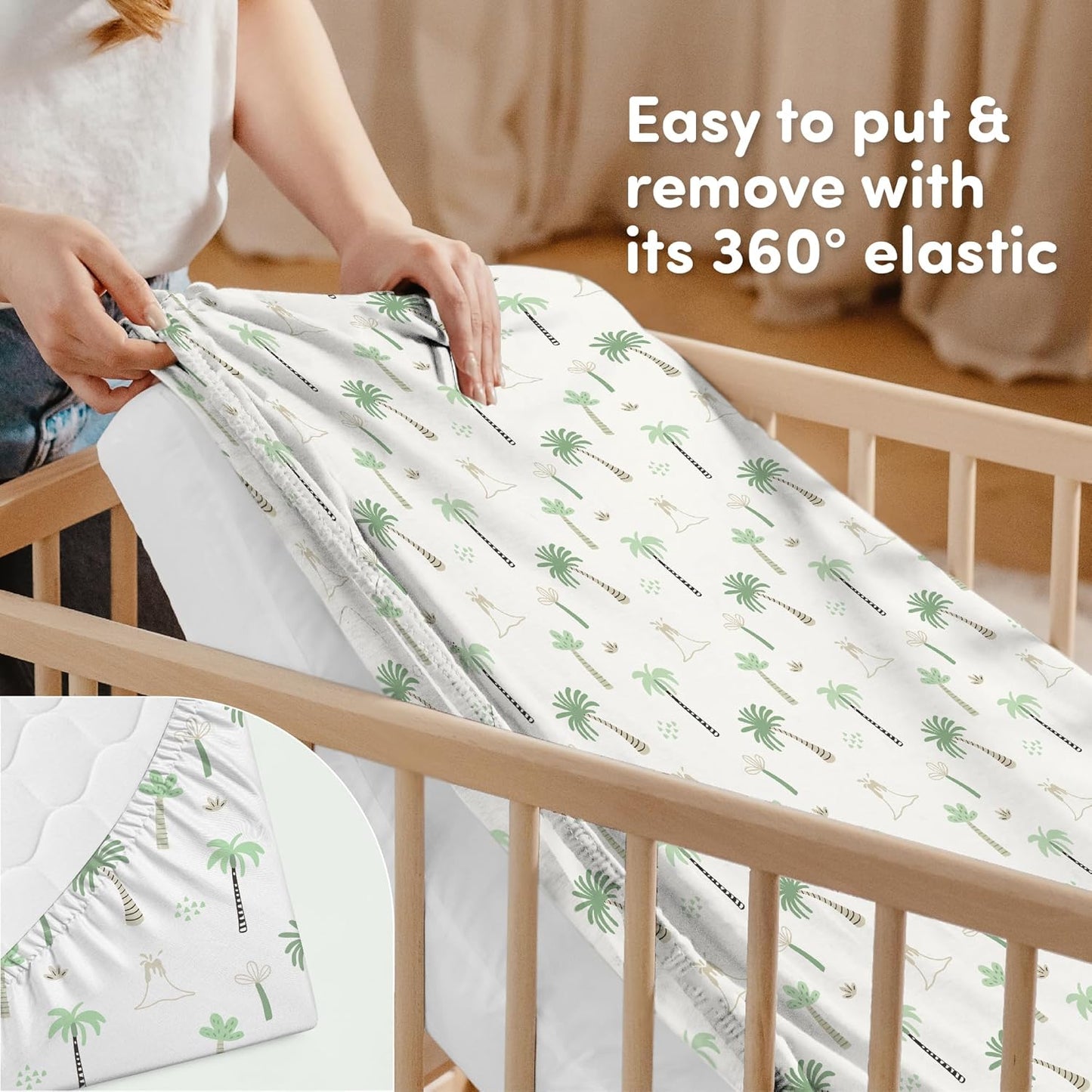 Sweety Fox 2-Pack Crib Sheets - Soft Jersey Cotton Fitted Sheets for Boys and Girls, Mini Crib Sheets, Toddler Bed Sheets (Dinosaur)