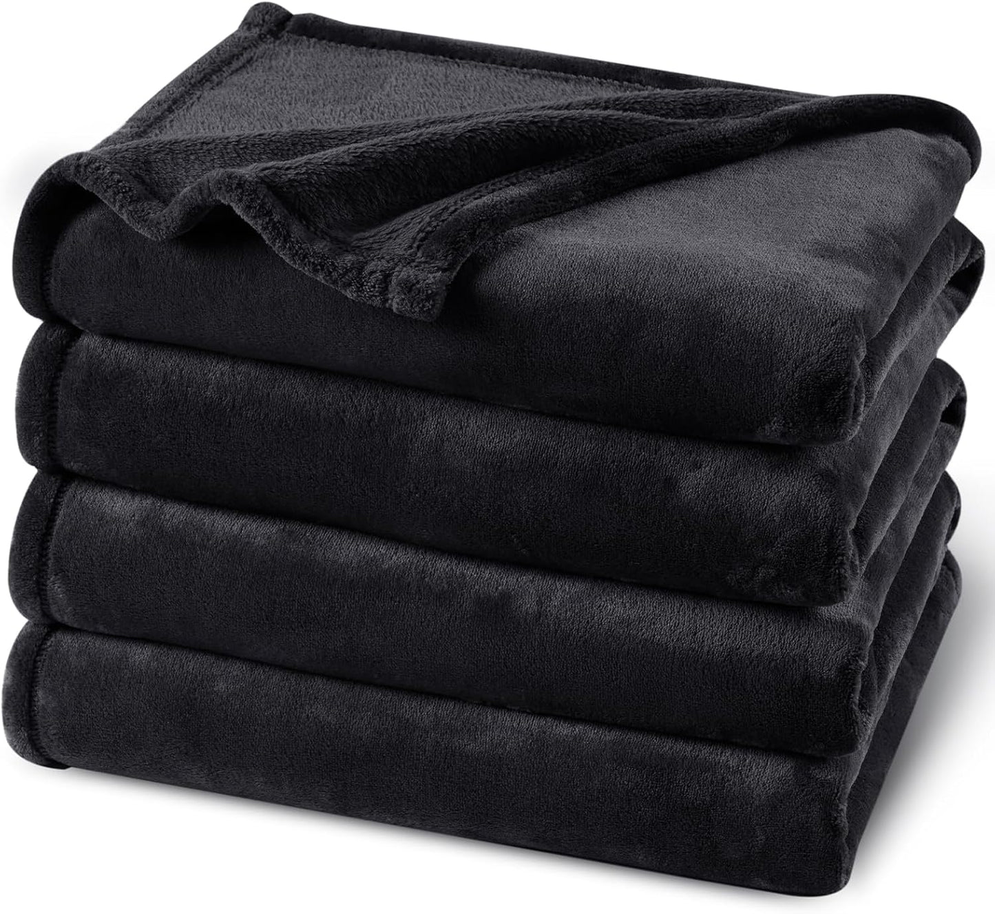 PHF Ultra Soft Fleece Blanket King Size, No Shed No Pilling Luxury Plush Cozy 300GSM Lightweight Blanket for Bed, Couch, Chair, Sofa Suitable for All Season, 108" x 90", Black