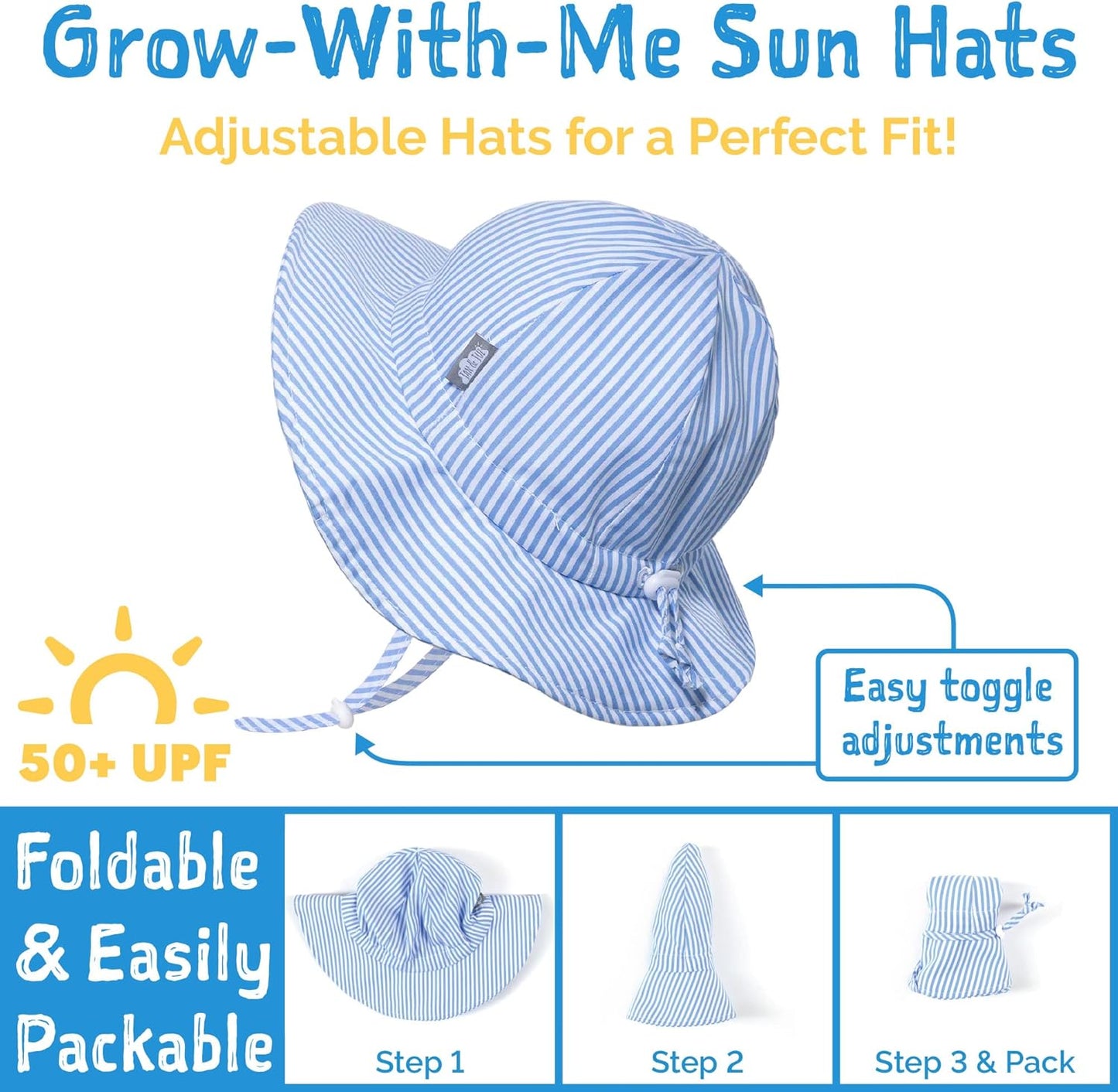 JAN & JUL Adjustable Cotton Floppy Sun Hat with 50+ UPF Protection for Boys