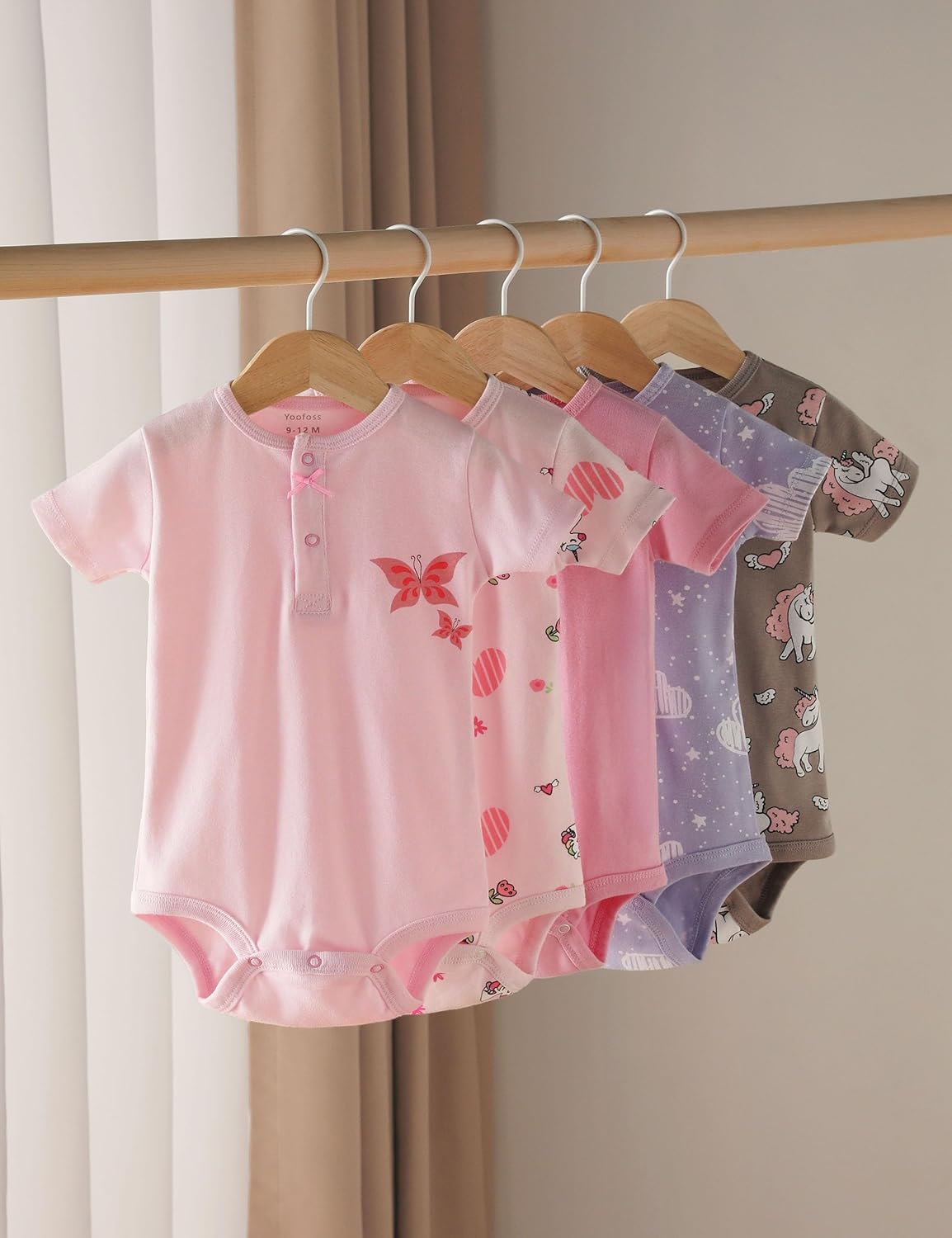 Yoofoss Baby Bodysuits 100% Organic Cotton Short Sleeve Infant Romper for Boy and Girl Baby Clothes, Soft Breathable