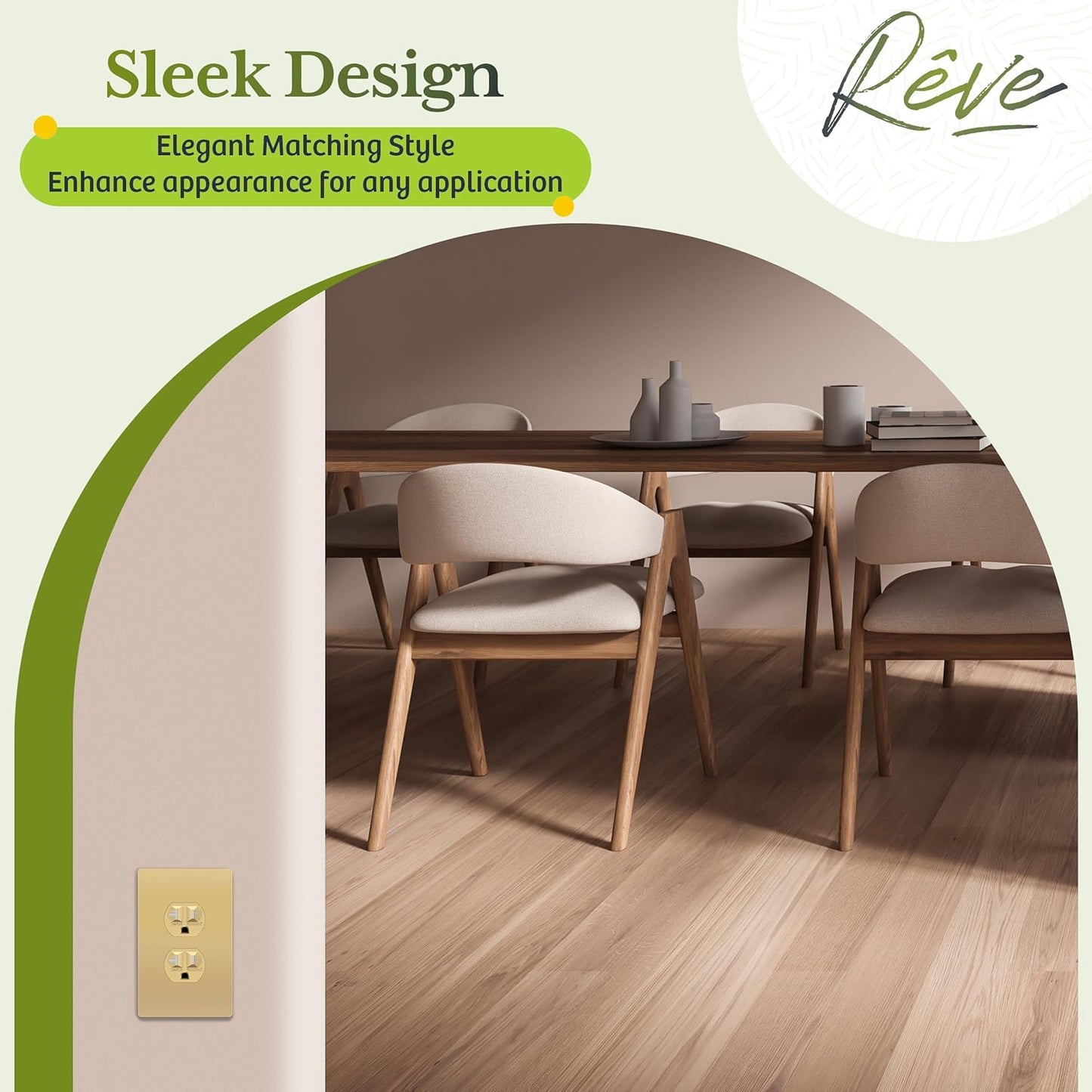 TG Mid-Size Screwless Duplex Wall Plate, Child Safe Receptacle Outlet Cover, Medium Size 1-Gang 4.88" H x 3.11" L, Polycarbonate Thermoplastic, UL Listed, SP-MS1-GD, Gold (1 Pack)