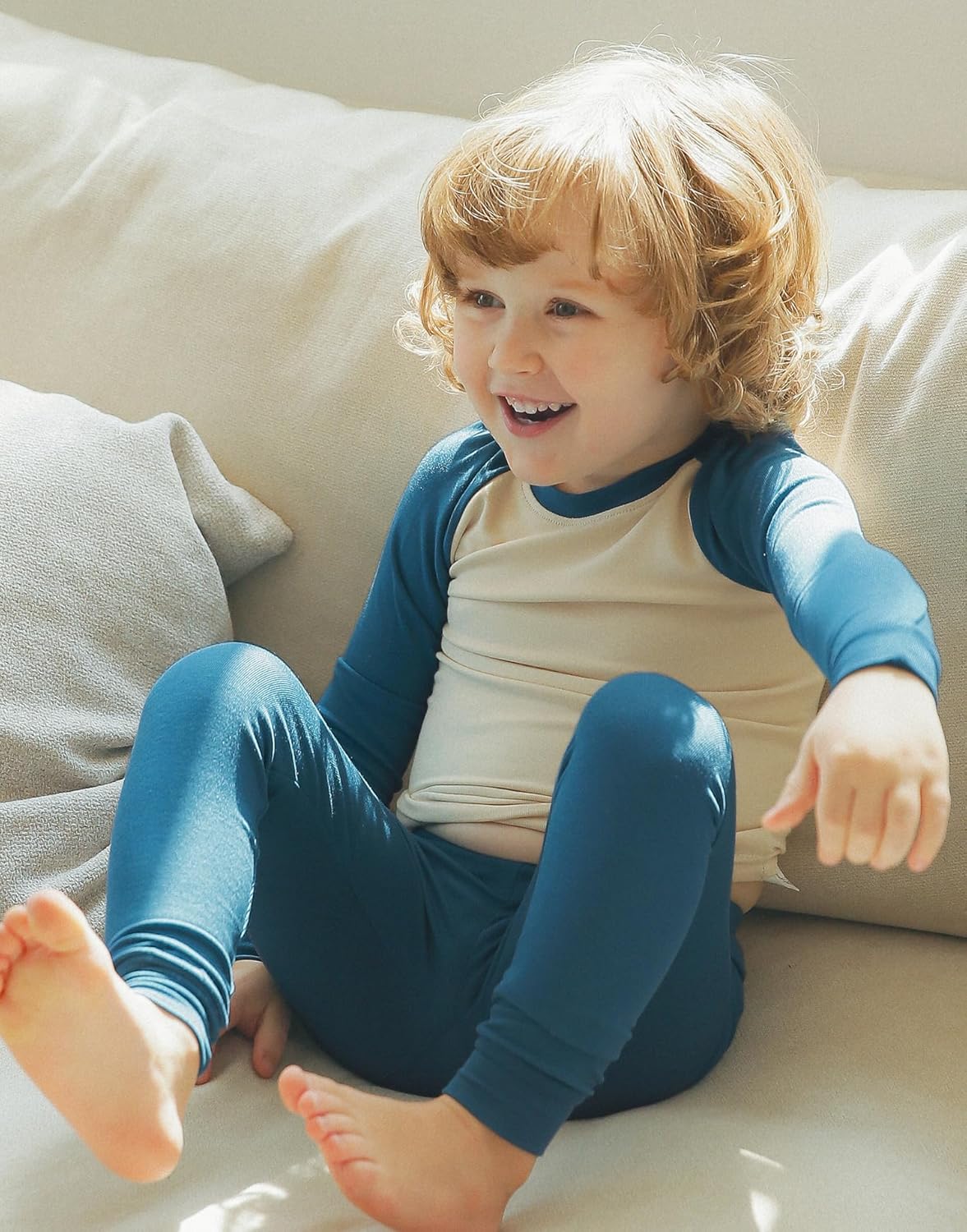 VAENAIT 6M-12Y Toddler Toddler Kids Toddler Girls Boys Soft Comfy Modal Tencel Solid Raglan Sleepwear Pajamas Pjs 2pcs Set