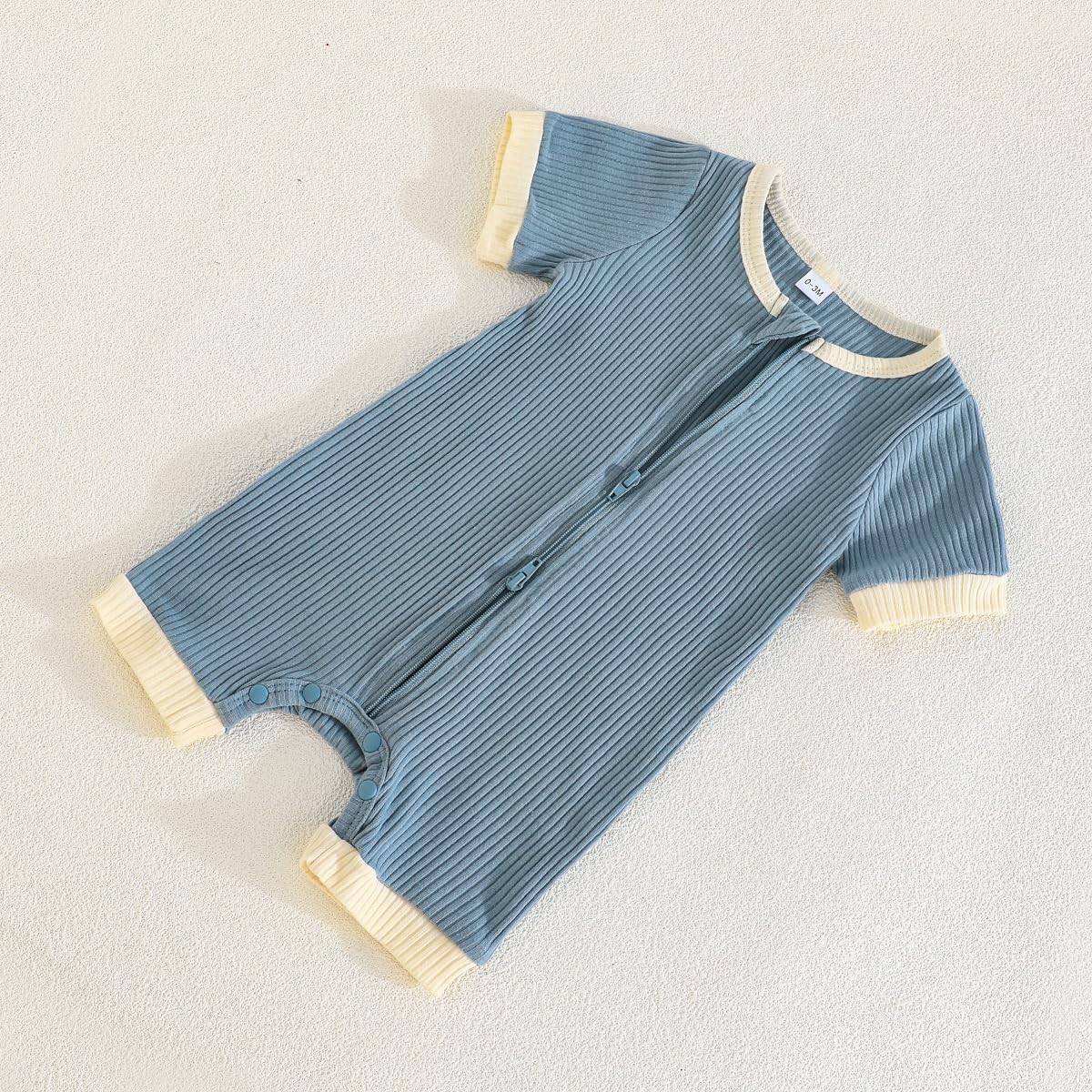 Bafeicao Unisex Baby Boy Girl 2 Pack Rompers Short Sleeve 2 Way Zipper One Piece Jumpsuits Clothes Sets