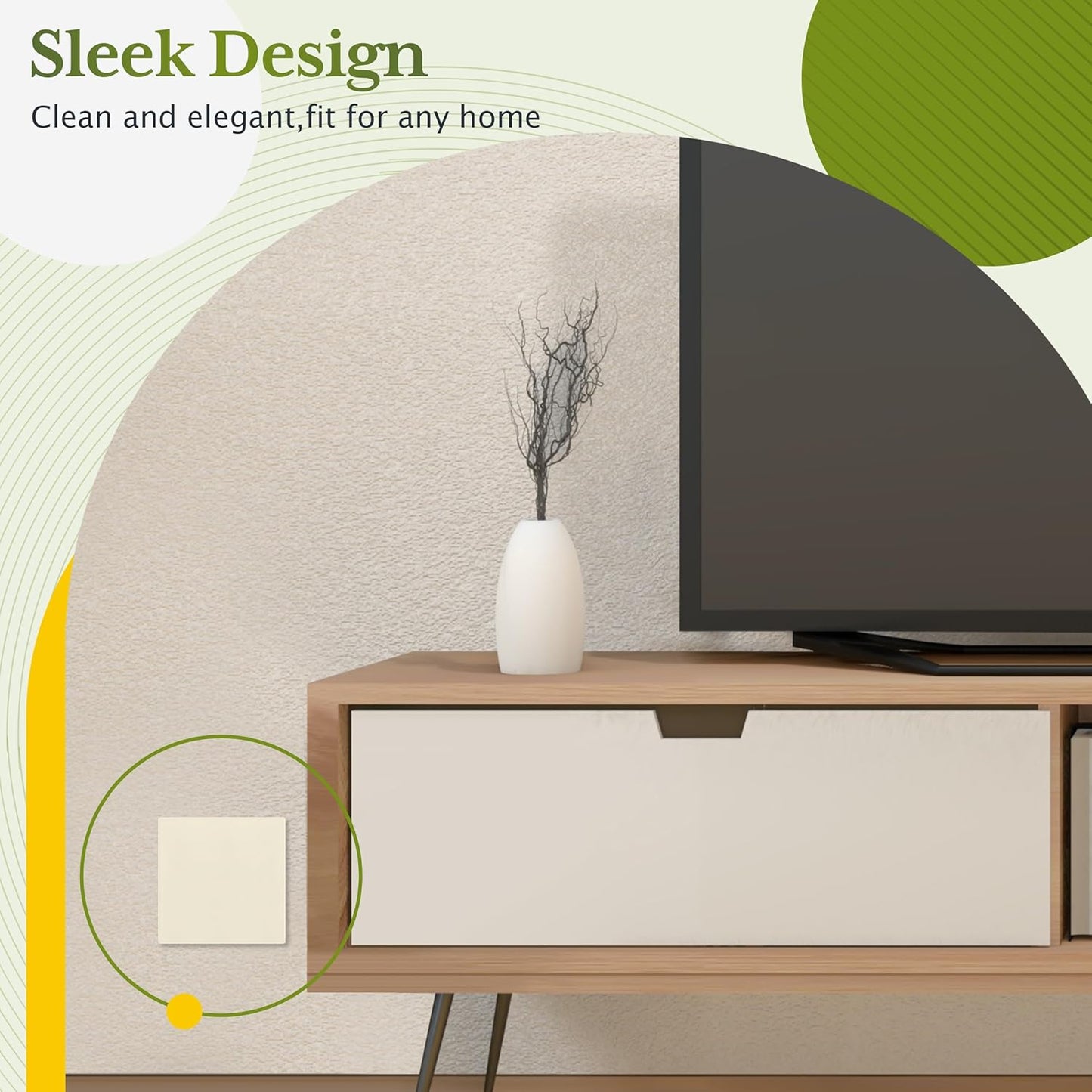 TG Screwless Double Blank Wall Plate, Child Safe Blank Device Outlet Cover, Mid-Size 2-Gang 4.88" H x 4.92" L, Polycarbonate Thermoplastic, UL Listed, SP-MB2-LA, Light Almond (1 Pack)