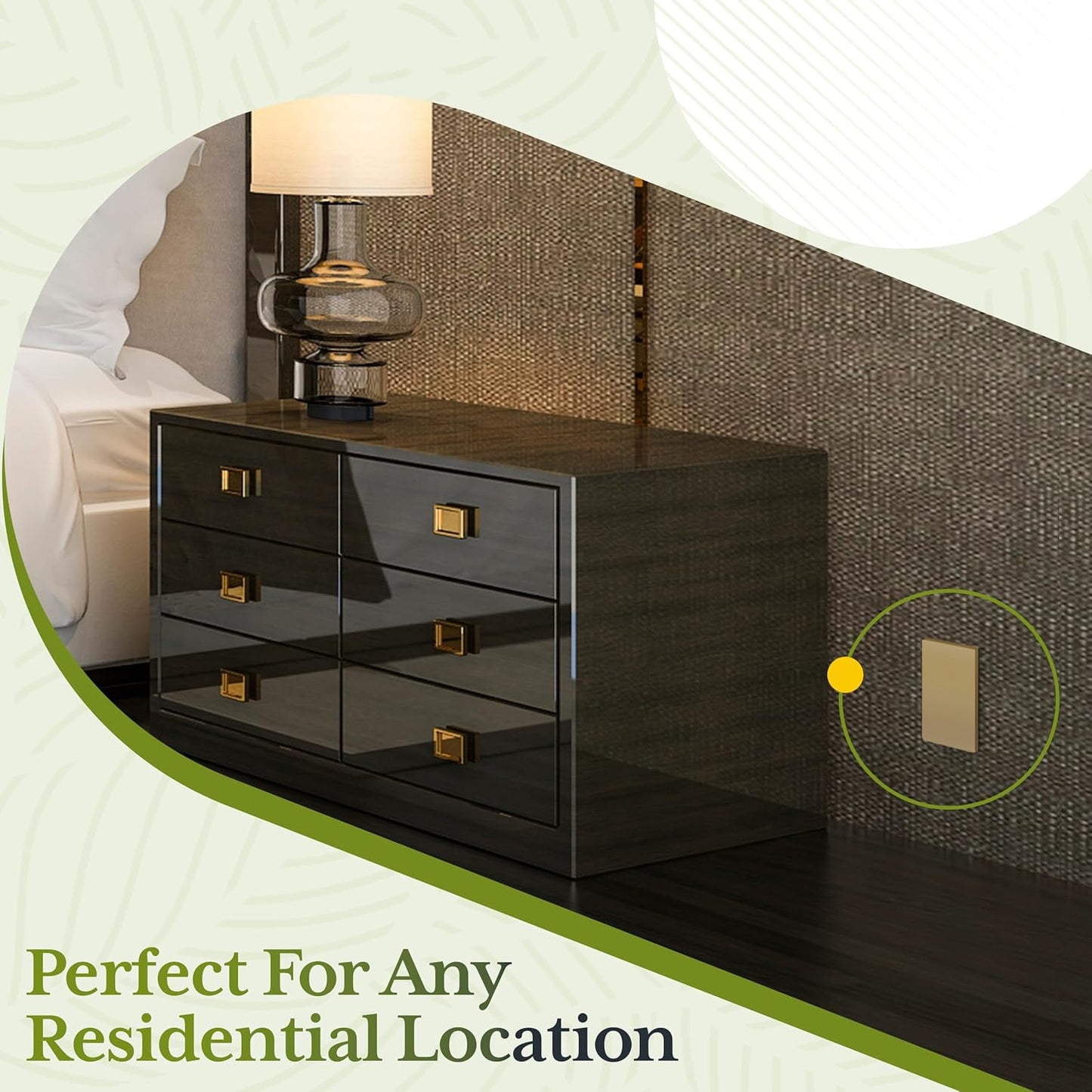 TG Mid-Size Screwless Blank Wall Plate, Child Safe Blank Device Outlet Cover, Medium Size 1-Gang 4.88" H x 3.11" L, Polycarbonate Thermoplastic, UL Listed, SP-MB1-GD5P, Gold (5 Pack)