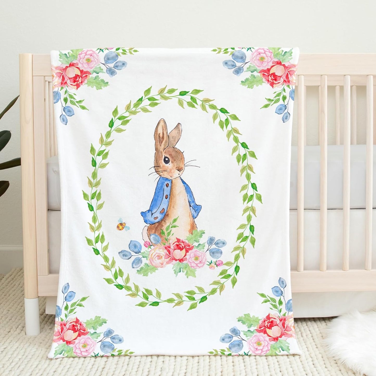 UNIQUE Rabbit Ultra Soft Fleece Baby Blanket 30x40in, Cute Rabbit Baby Blanket, Gender Neutral