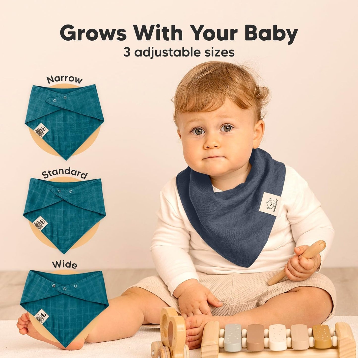 8-Pack Muslin Baby Bibs for Boys, Girls - Muslin Bandana Drool Bibs for Baby Girl & Boy, Drooling Newborn, Teething Toddler, Infant 0-36 Months, 100% Cotton Extra Absorbent & Soft (Eclipse)