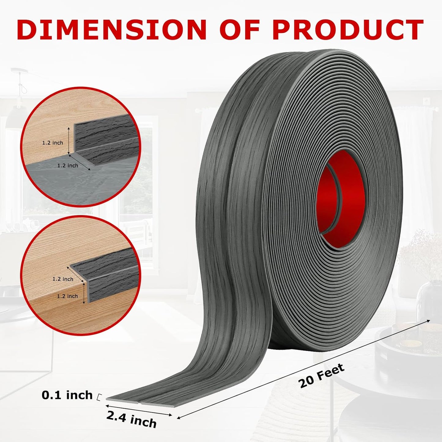 Flexible Wall Corner Protector Moulding Trim Peel and Stick Wall Corner Guards Edge Protector Self Adhesive Molding Trim Strip for Edge Ceiling (Deep Gray Wood Grain, 2.4 in x 20 Ft)