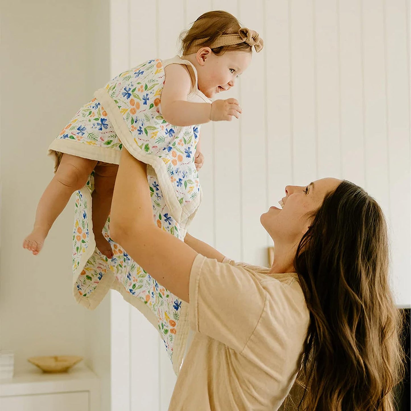 Little Unicorn Newborn Receiving Quilt | Ultra- Soft, Multi-Layered Muslin Fabric | Gift for Newborns & on-The-go (Mountain Bloom)