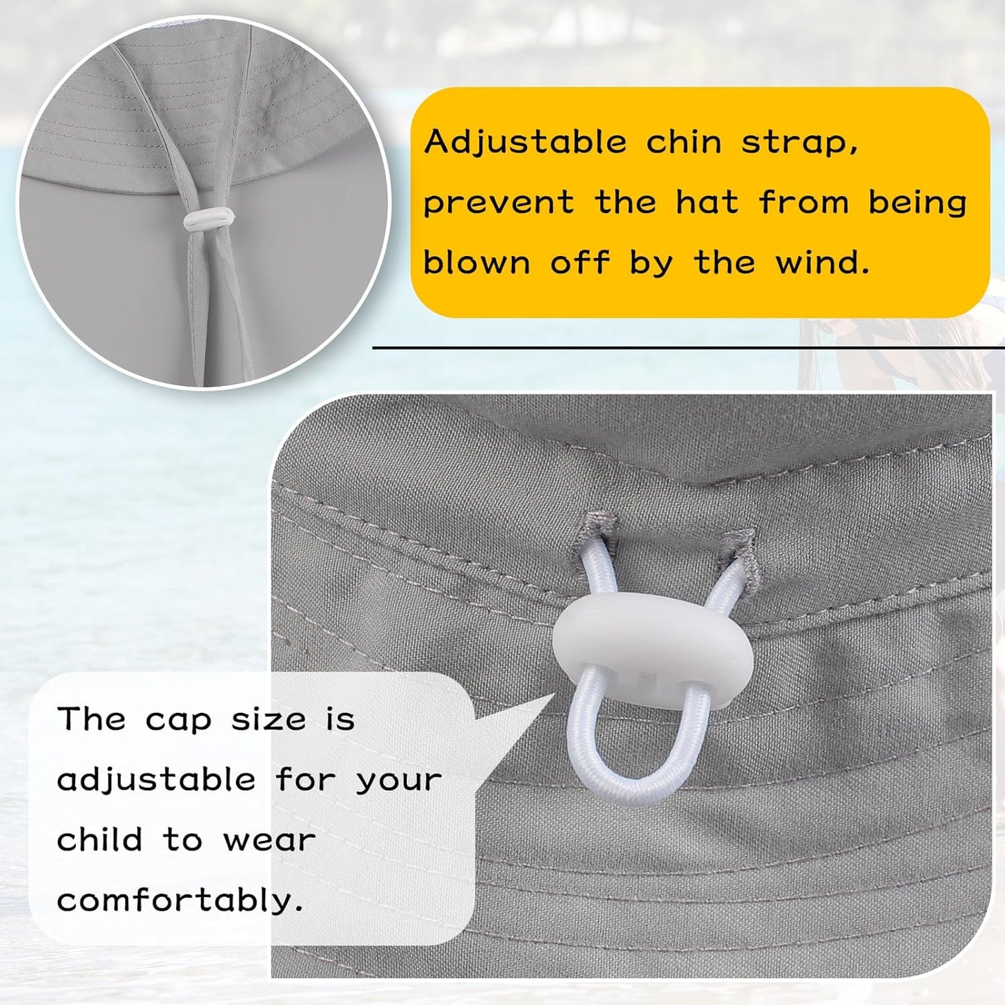 Peecabe Summer Baby Sun Hat for Boys Girls UPF 50+ Wide Brim Toddle Bucket Hat Adjustable Baby Beach Cap 0-8 Years