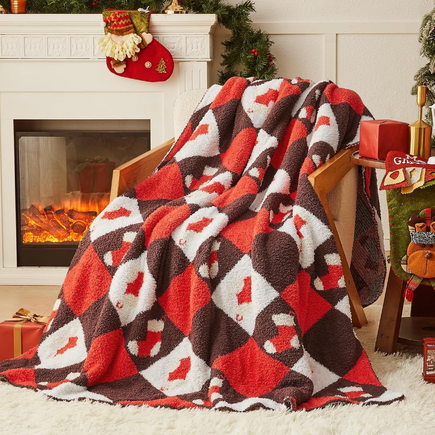 CYMULA Christmas Knit Throw Blanket - Super Soft Cozy Fuzzy Blankets for Couch, Sofa & Bed, Holiday Throw Blanket，60"x80"
