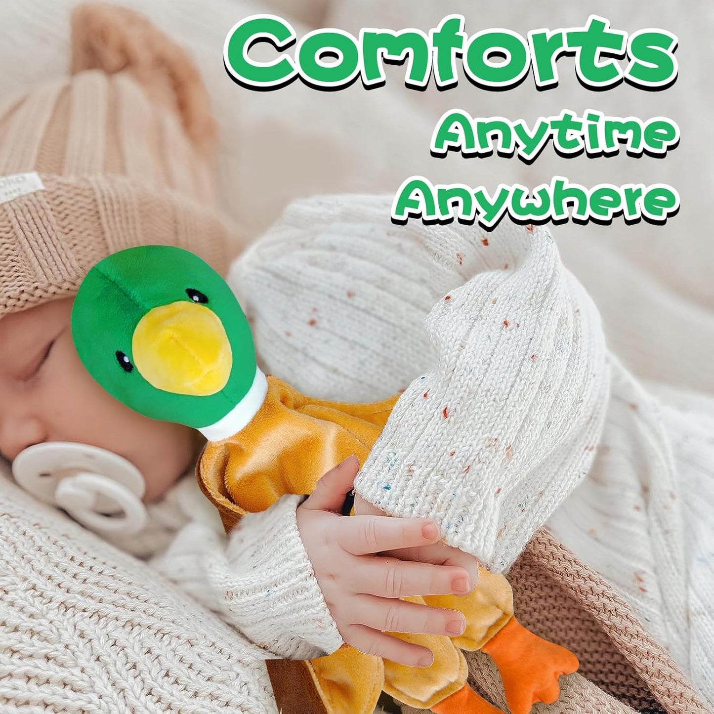 Loveys for Babies, Soft Baby Security Blanket Lovies for Babies, Stuffed Animals Blankie for Newborn Infant with Baby Snuggle Toy, Boys Gilrs Gifts Mallard Security Blanket 16 Inch