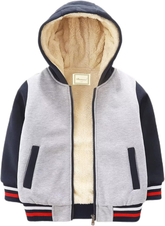 Bumeex Kids Boy's Girl's Sherpa Fleece Lined Jacket Spring Fall Winter Zip up Sweatshirt Hoodie 2-14Y(Toddler/Kid)