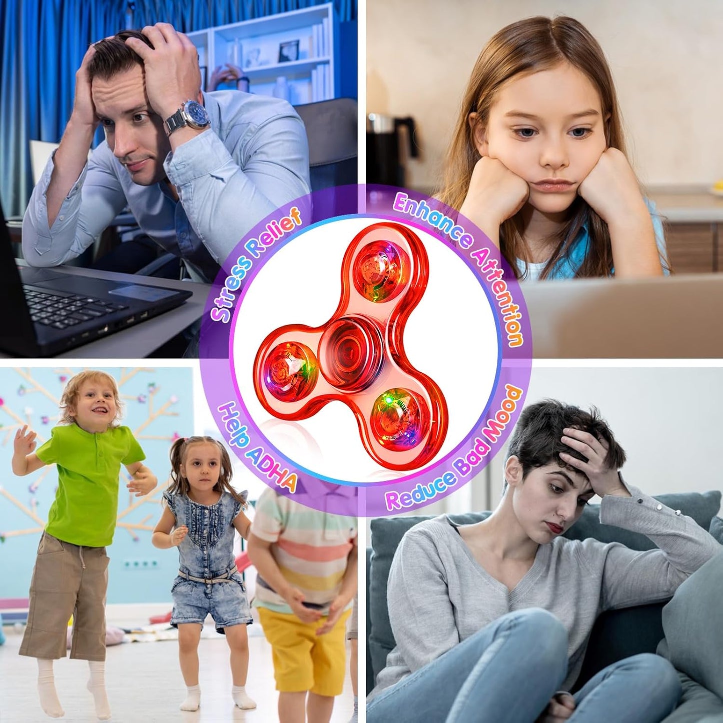 Gigilli Fidget Spinners, Led Light Up Fidget Spinners for Kids 6-12, Party Favors Goodie Bag Stuffers Glow in The Dark Party Supplies, Birthday Fidget Toy Classroom Prizes Return Gifts