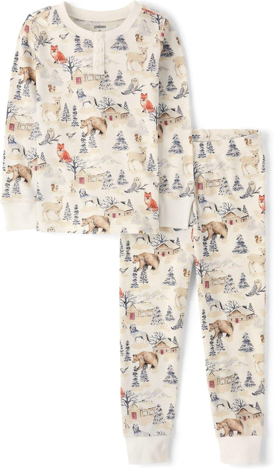 Gymboree Unisex Kid's and Toddler 100% Cotton Henley Long Sleeve Top and Pants,gymmies Pajama Set