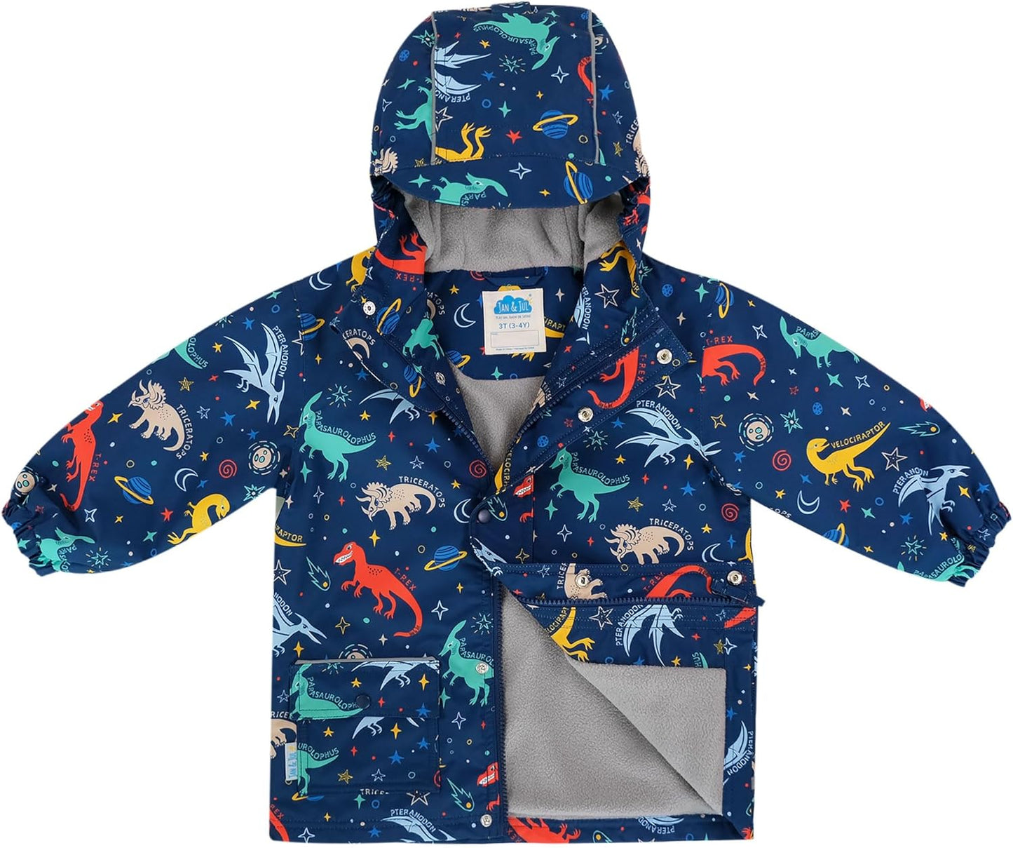 JAN & JUL Waterproof Fleece Lined Rain Jacket, Raincoat for Kids