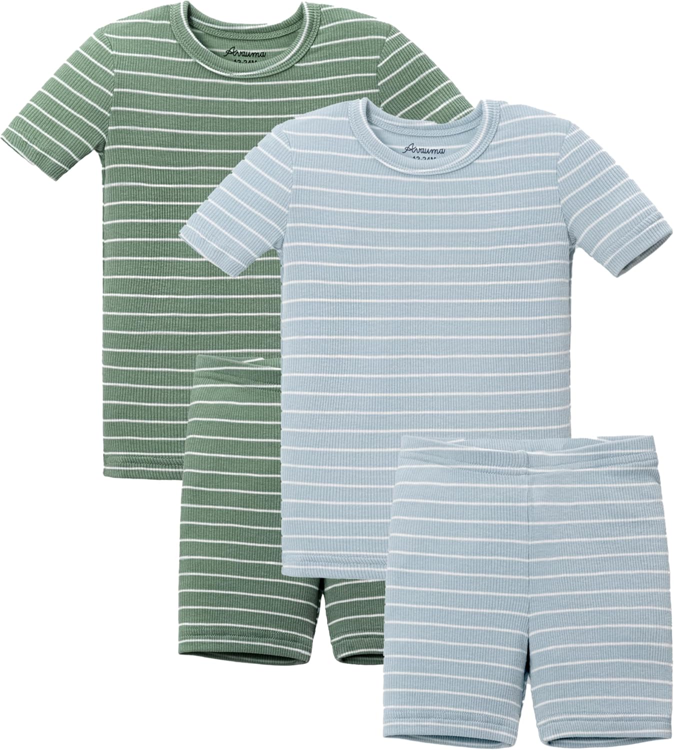 AVAUMA Stripe Pattern Baby Boys Girls Pajama Set Kids Toddler Snug fit Ribbed Sleepwear pjs for Daily Life Style