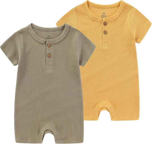 Baby Bodysuits Solid Romper One-Piece Newborn Clothes 2 Pack Baby Shower Gifts