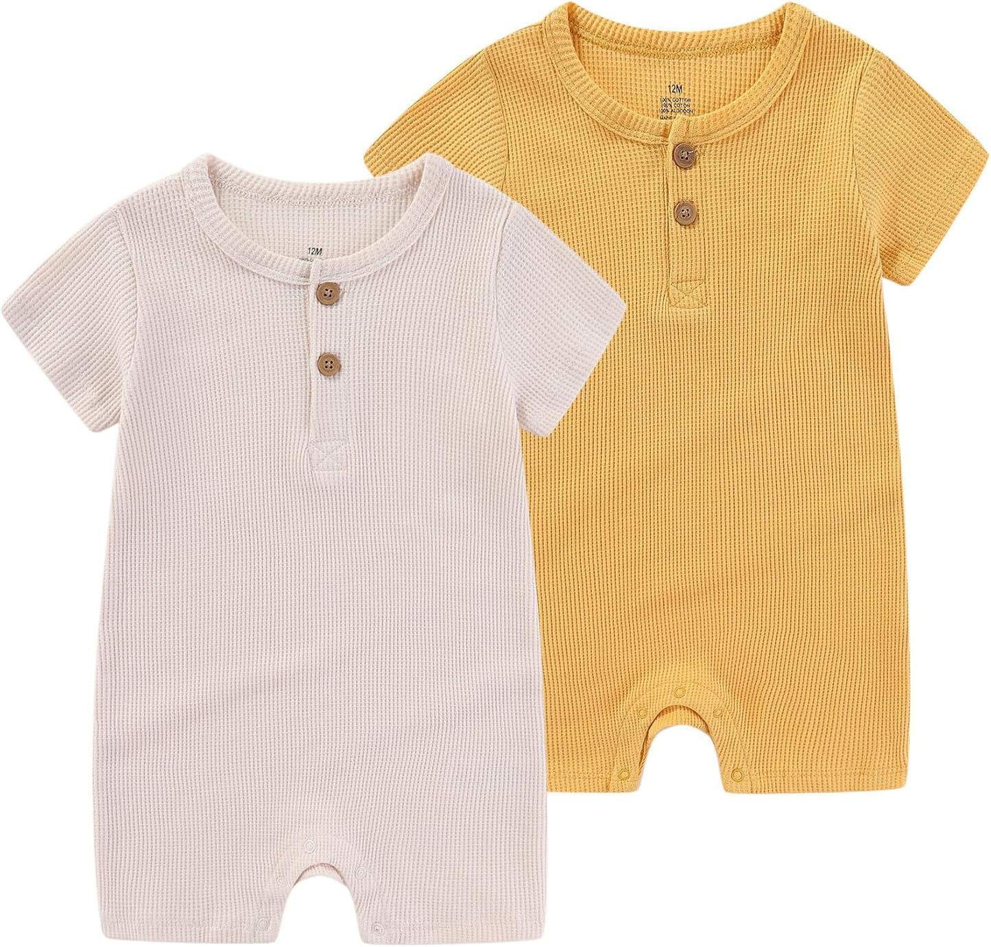 Baby Bodysuits Solid Romper One-Piece Newborn Clothes 2 Pack Baby Shower Gifts